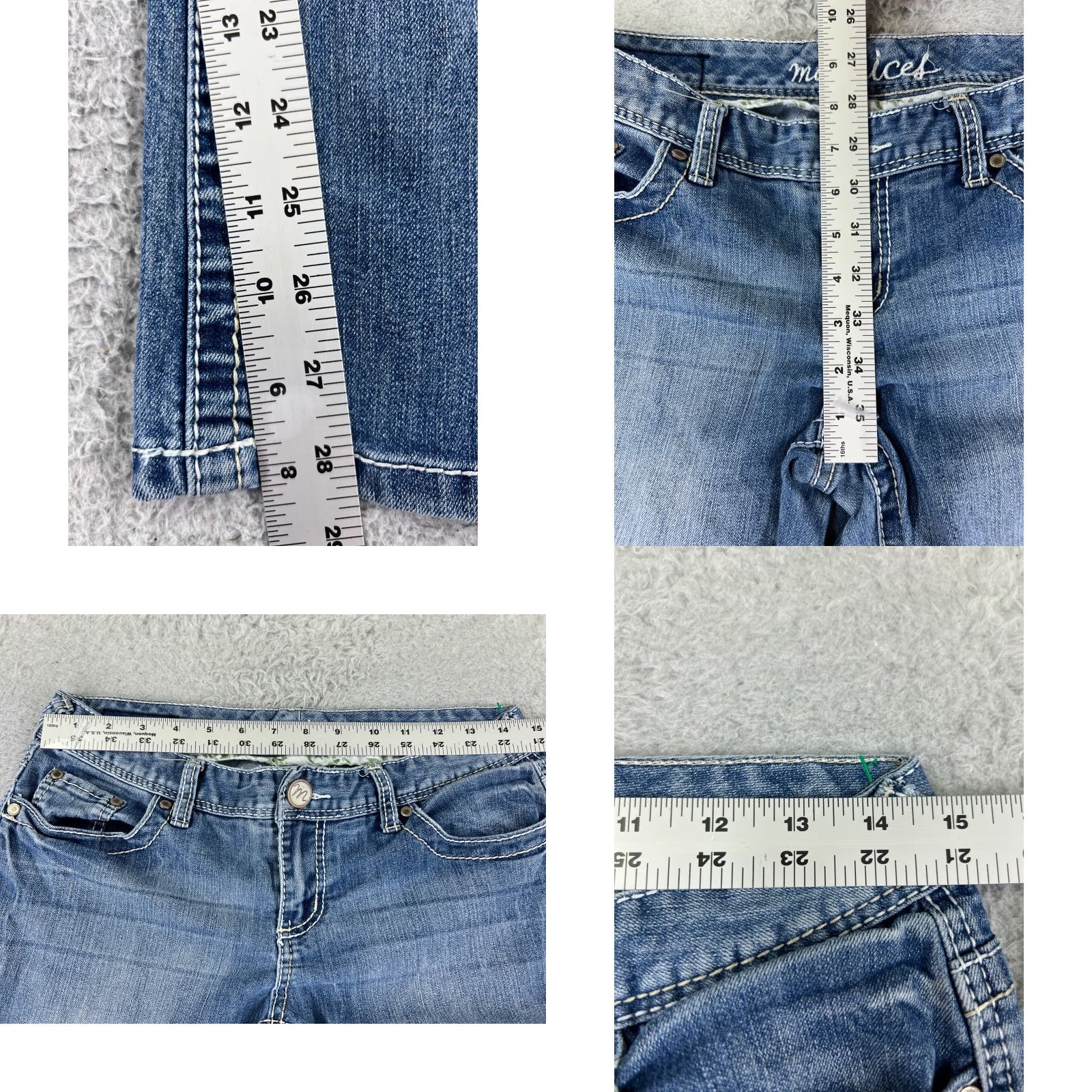 Vintage Maurices Jeans Womens 5 Blue Denim Low Rise Bootcut 27x28 Regular Stretch Size 27" / US 4 / IT 40 - 8 Thumbnail