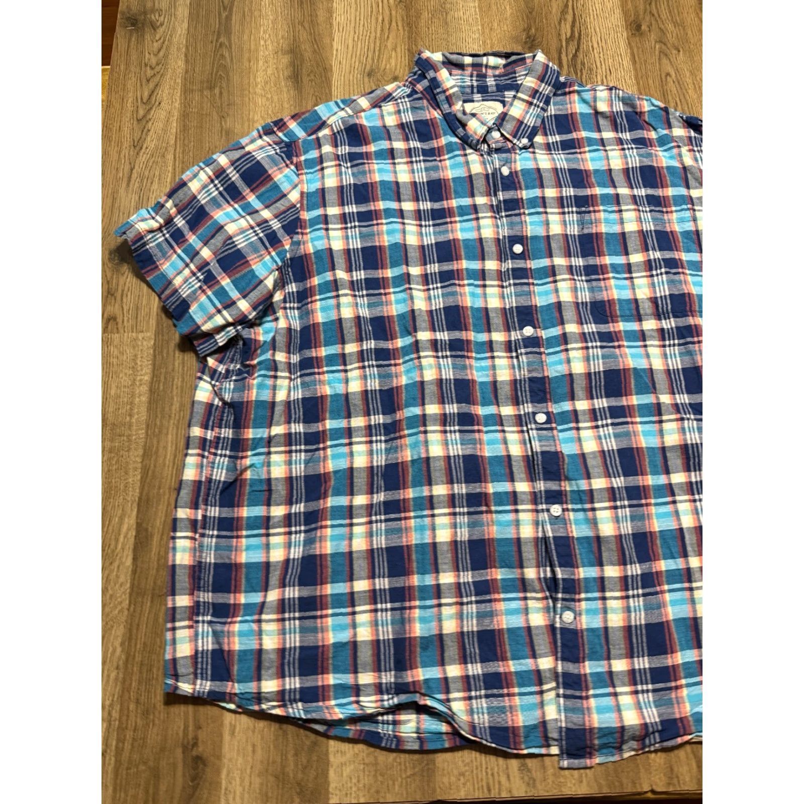 Vintage St. John's Bay Shirt Men's 2XL? Blue White Orange Yellow Plaid Button Down Size US XXL / EU 58 / 5 - 3 Thumbnail