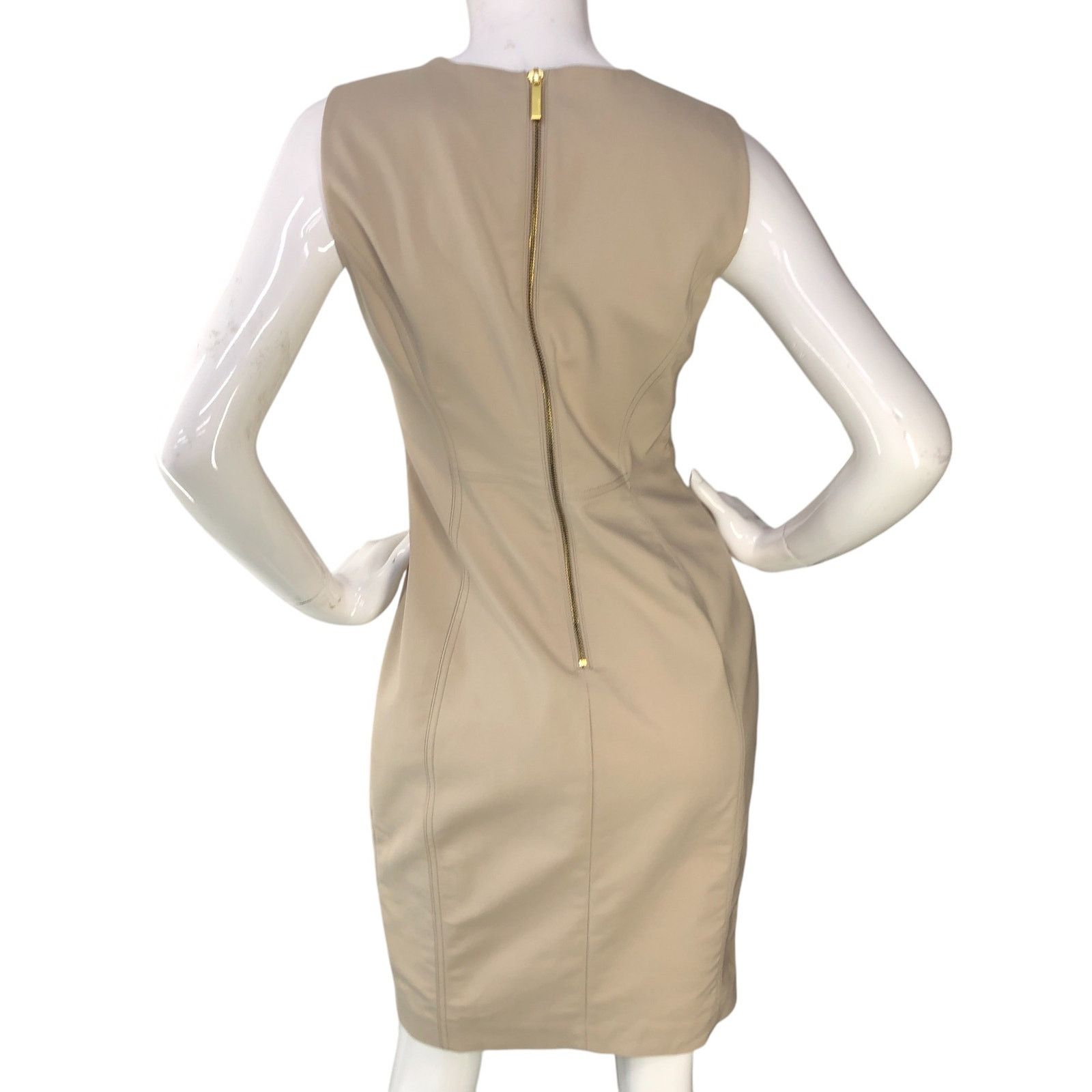 Calvin Klein Calvin Klein Size 4 Dress Sheath Sleeveless Stretch Khaki Size S / US 4 / IT 40 - 7 Thumbnail