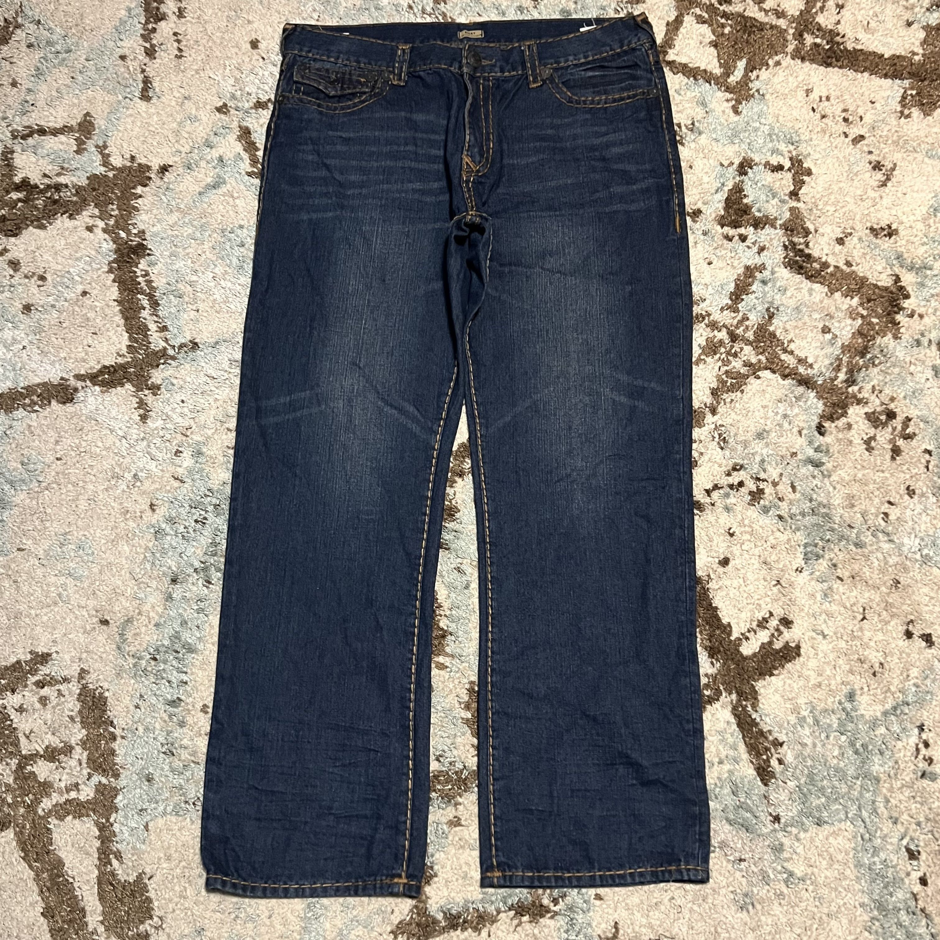 True Religion True Religion Mens Ricky Super T Straight Jeans 42x33 Size US 42 / EU 58 - 2 Thumbnail