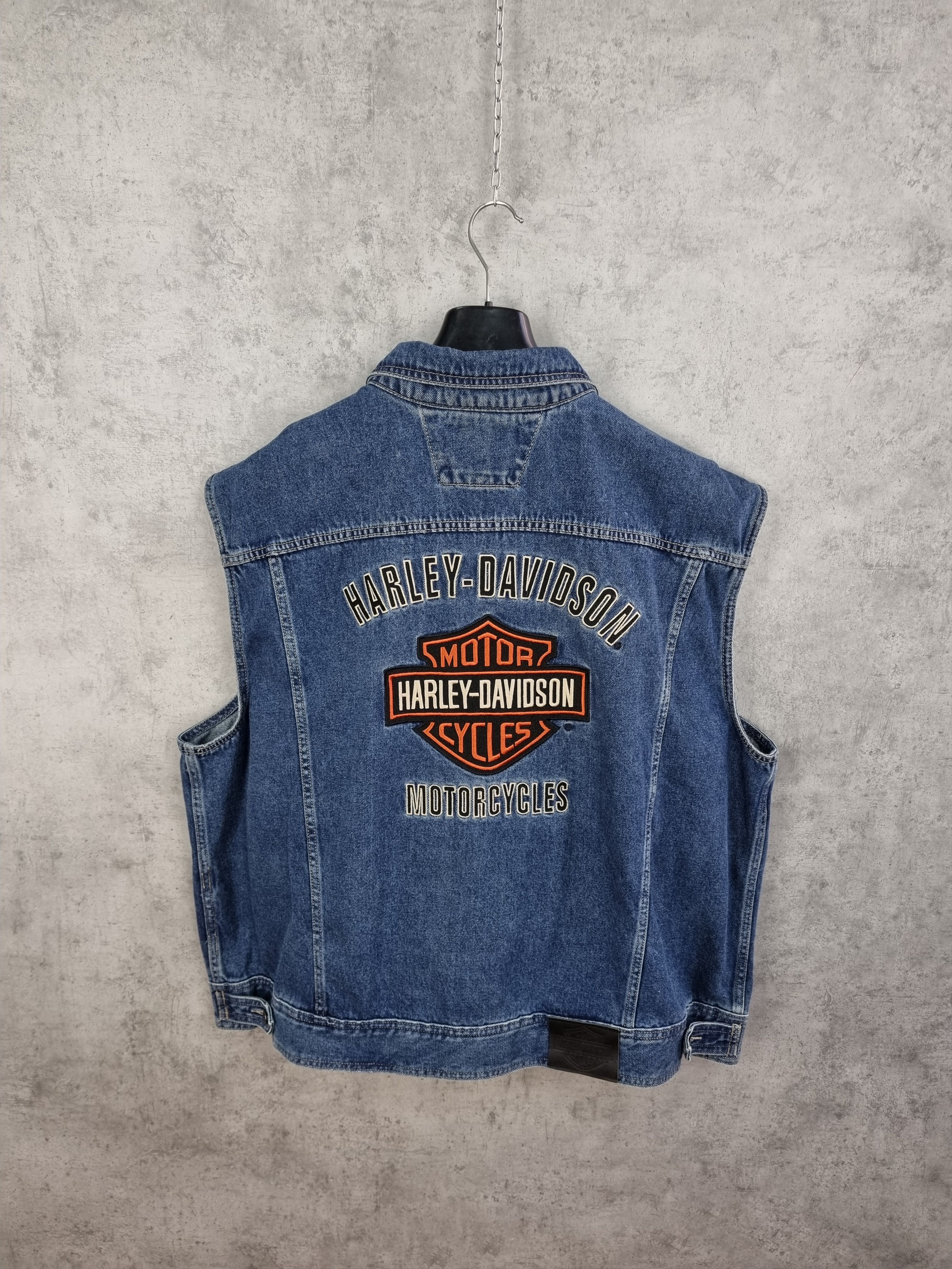 Harley Davidson × Vintage Harley Davidson Big Size Big Logo Denim Vest Size US XXL / EU 58 / 5 - 4 Thumbnail