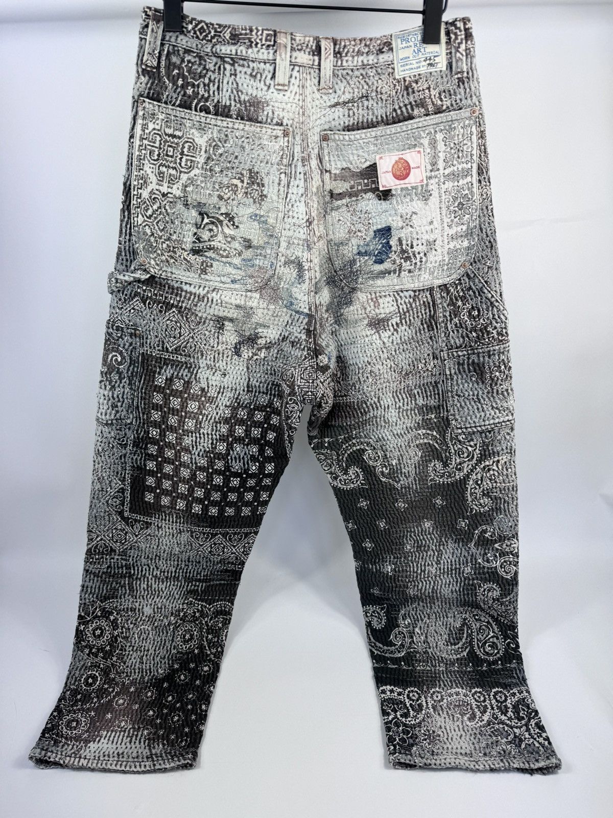 Proleta Re Art 1/1 HAND MADE SNOW LEOPARD CARPENTER PANTS Size US 34 / EU 50 - 2 Thumbnail