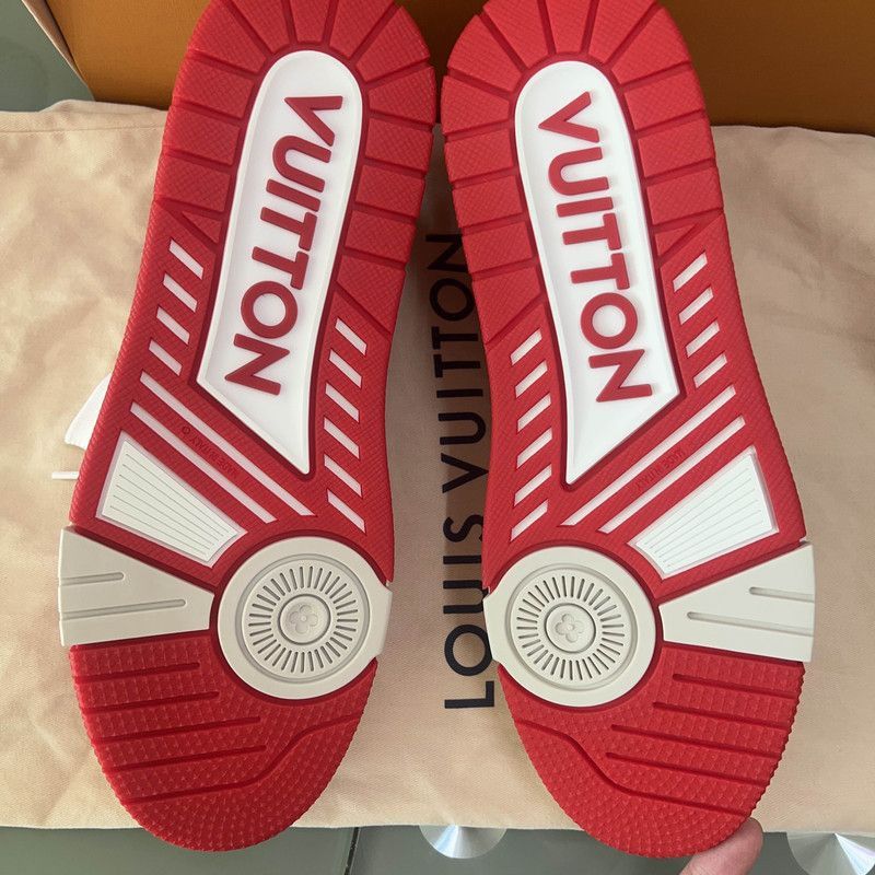Louis Vuitton Louis Vuitton Red White Trainer Sneakers -2508 Size US 8.5 / EU 41-42 - 4 Thumbnail