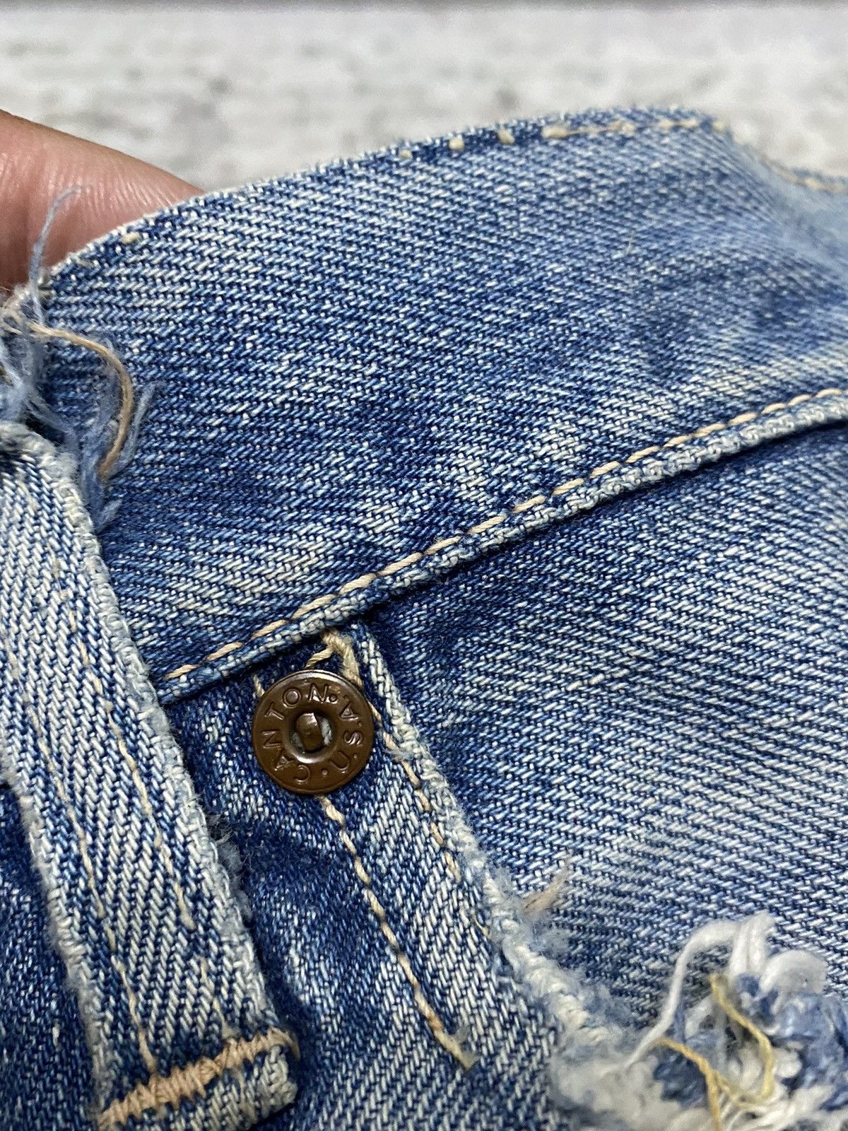 Vintage Vintage Distressed 70's CANTON Bootcut Half Selvedge Jeans Size US 32 / EU 48 - 9 Thumbnail