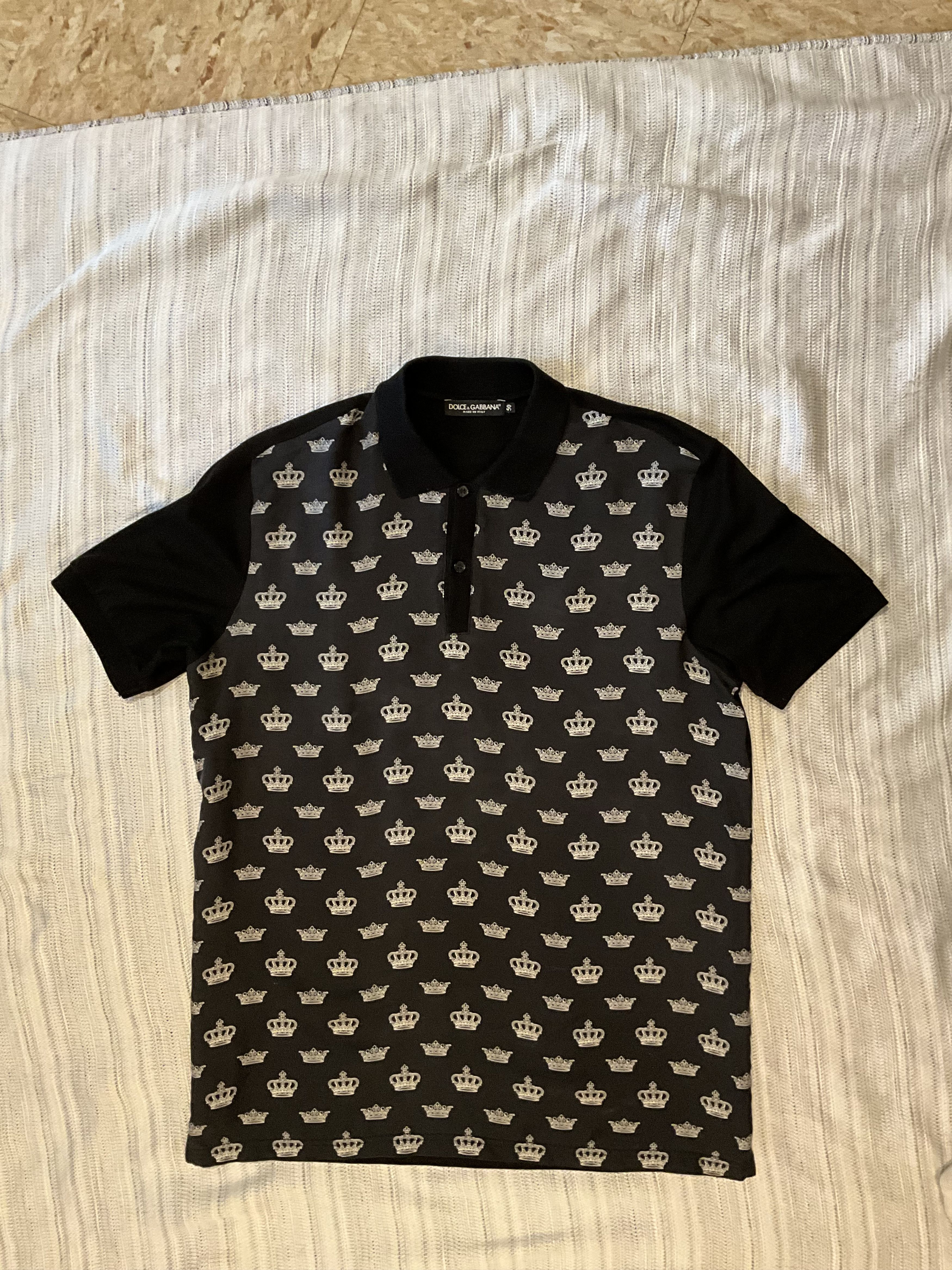 Dolce & Gabbana Dolce & Gabbana Black Multi Fabric Crown-Print Polo Size 50) Size US M / EU 48-50 / 2 - 7 Thumbnail