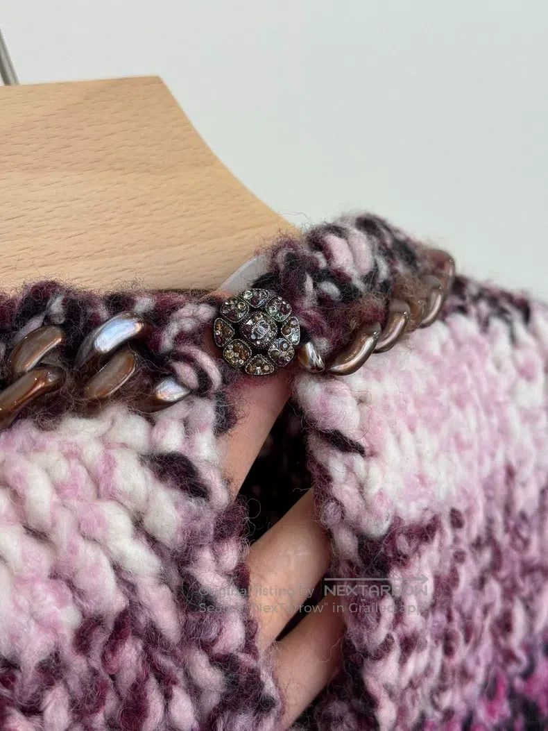 Chanel Chanel 22K thick chain pink striped gradient wool knitted Size XS / US 0-2 / IT 36-38 - 3 Thumbnail