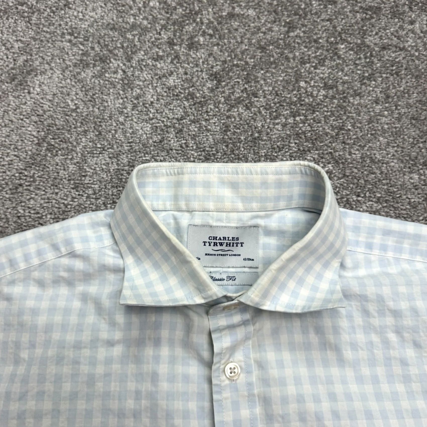 Charles Tyrwhitt Charles Tyrwhitt Classic Fit Gingham Dress Shirt Mens 17/35 Blue White Check Top Shirt Size US XL / EU 56 / 4 - 3 Thumbnail