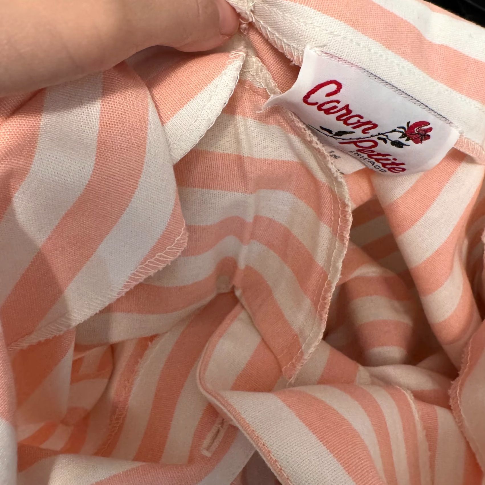 Pinko VINTAGE 1960s Dress Large 12 Salmon Pink Vertical Striped Rockabilly Caron Brand Womens Size XL / US 12-14 / IT 48-50 - 5 Thumbnail