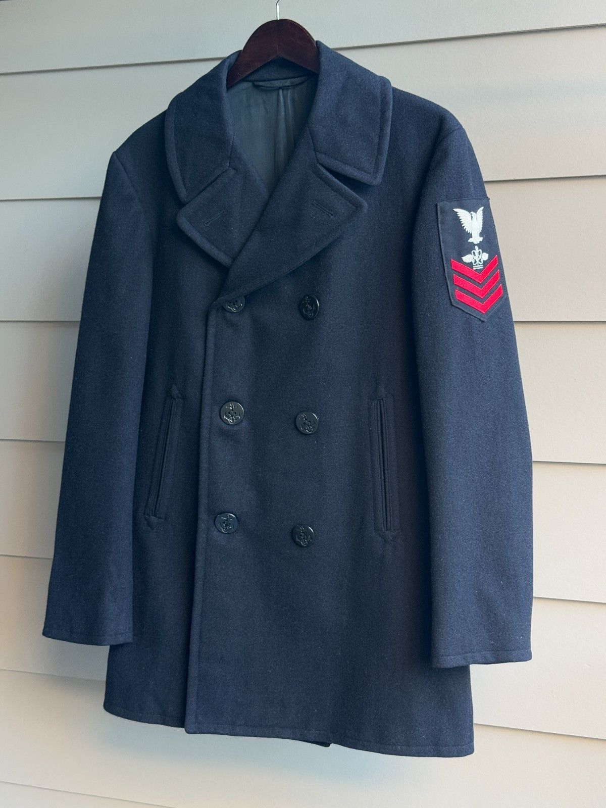 Vintage 1974 Vintage US Navy Wool Pea Coat Military Archive 38L Size US M / EU 48-50 / 2 - 1 Thumbnail