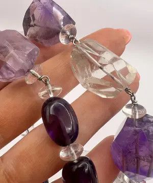 Jewelry Vintage Sterling Silver 925 Necklace Beads Natural Amethyst Size ONE SIZE - 8 Thumbnail