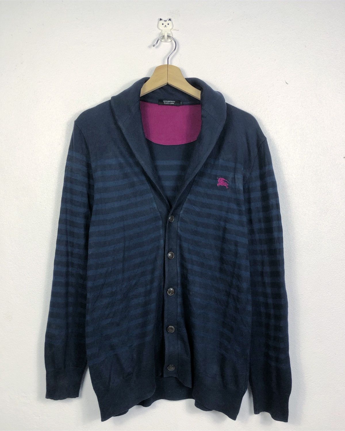 image of Burberry Black Label Cardigan Sweater in Blue, Men's (Size Medium)