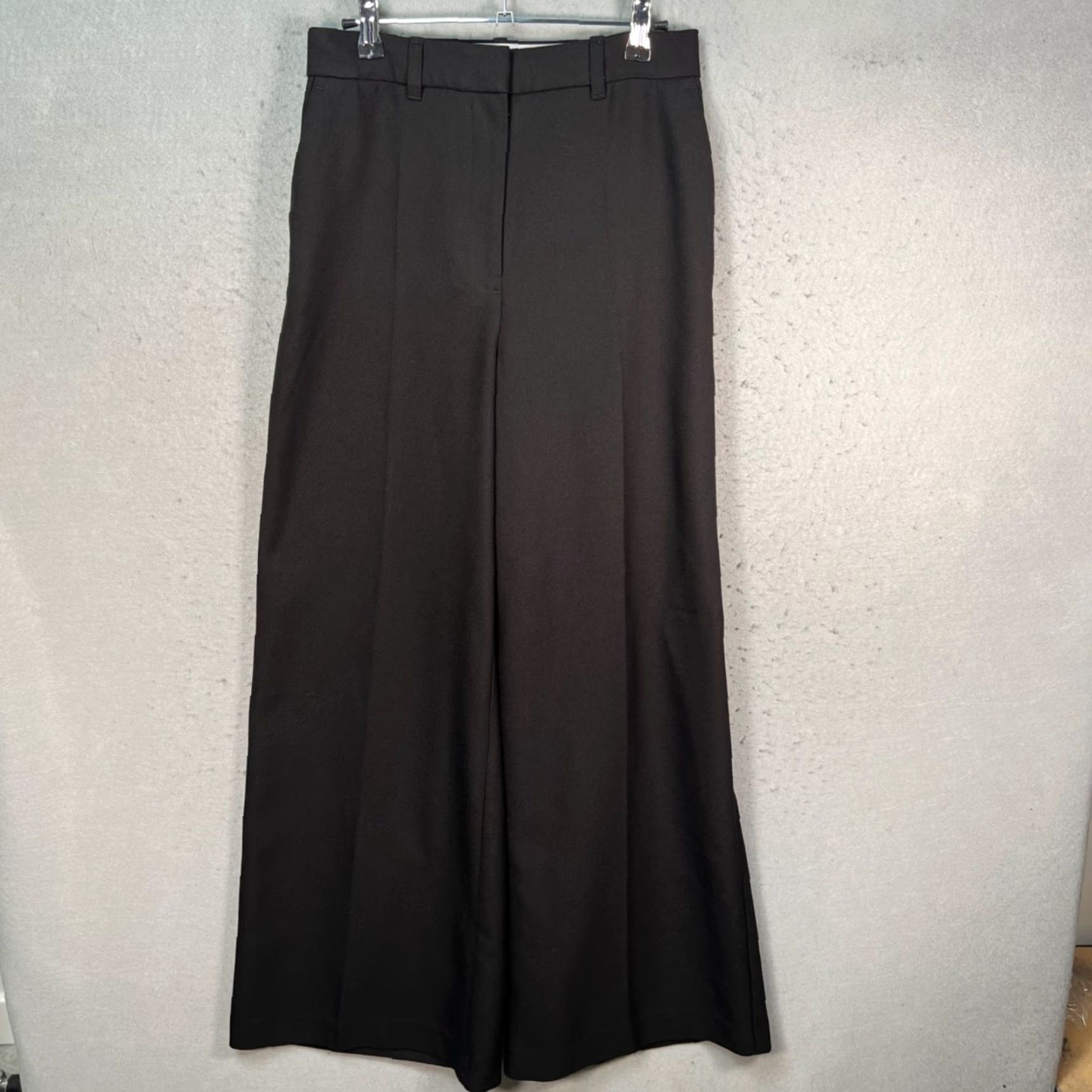 H&M H&M Edition Womens Wide-Leg Trousers Black Office Wear Wool Blend Pants Size 4 Womens O ffice Dress Pants Size 27" / US 4 / IT 40 - 2 Thumbnail