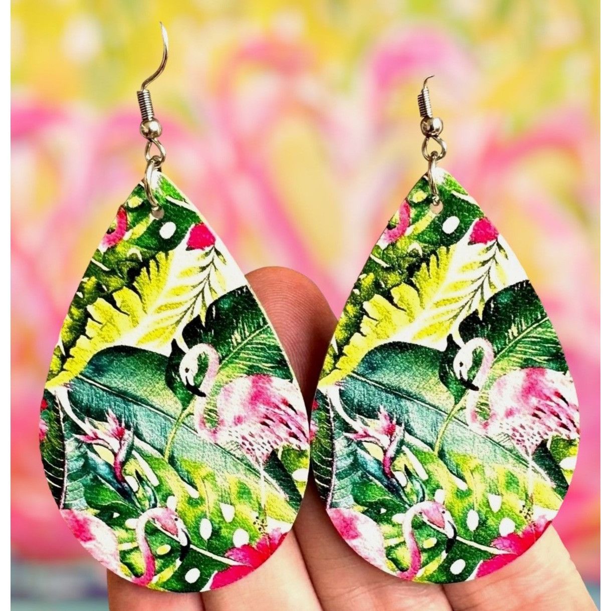 Handmade Flamingo Earrings Dangle Hooks New Art Deco Las Vegas Flori Size ONE SIZE - 6 Thumbnail