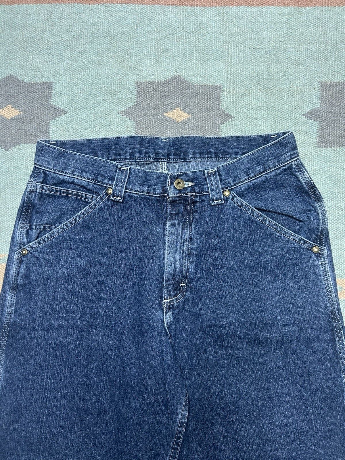 Vintage Vtg Lee dungaree carpenter jeans baggy wide leg dark 32x34 Size US 32 / EU 48 - 6 Thumbnail