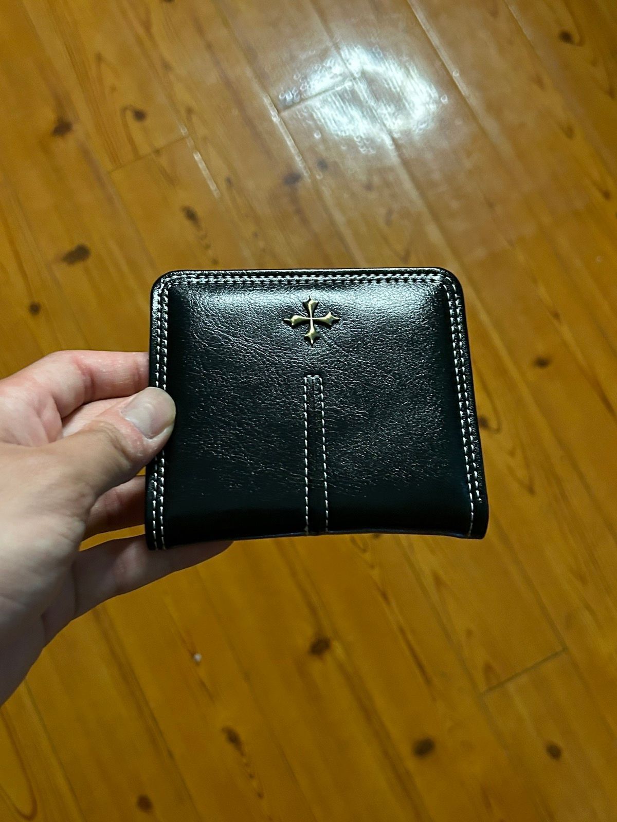 Pre-owned Vintage Y2k Leather Cross Wallet (black)
