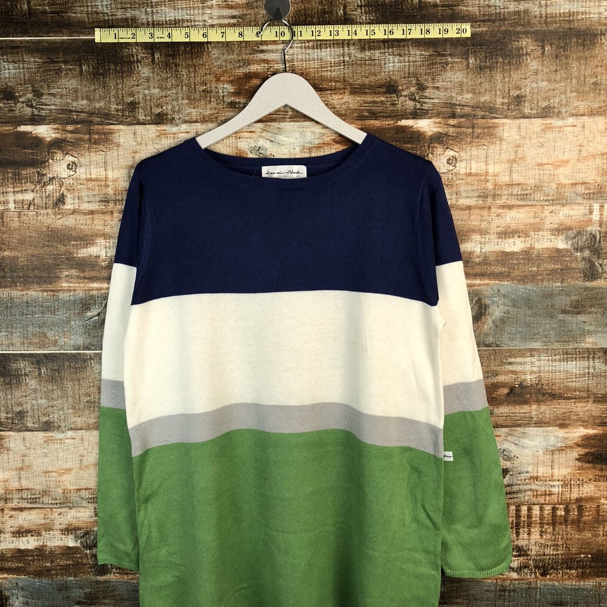 Homespun Knitwear × Japanese Brand × OVER THE STRiPES Kawa Okada Stripe Knitwear #A1253 Size L / US 10 / IT 46 - 2 Thumbnail