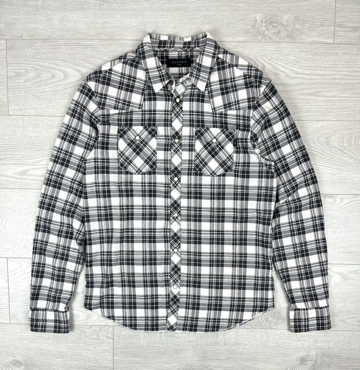 Allsaints Allsaints Blackroad LS Checkered Cotton Flannel Shirt Size US L / EU 52-54 / 3 - 1 Thumbnail