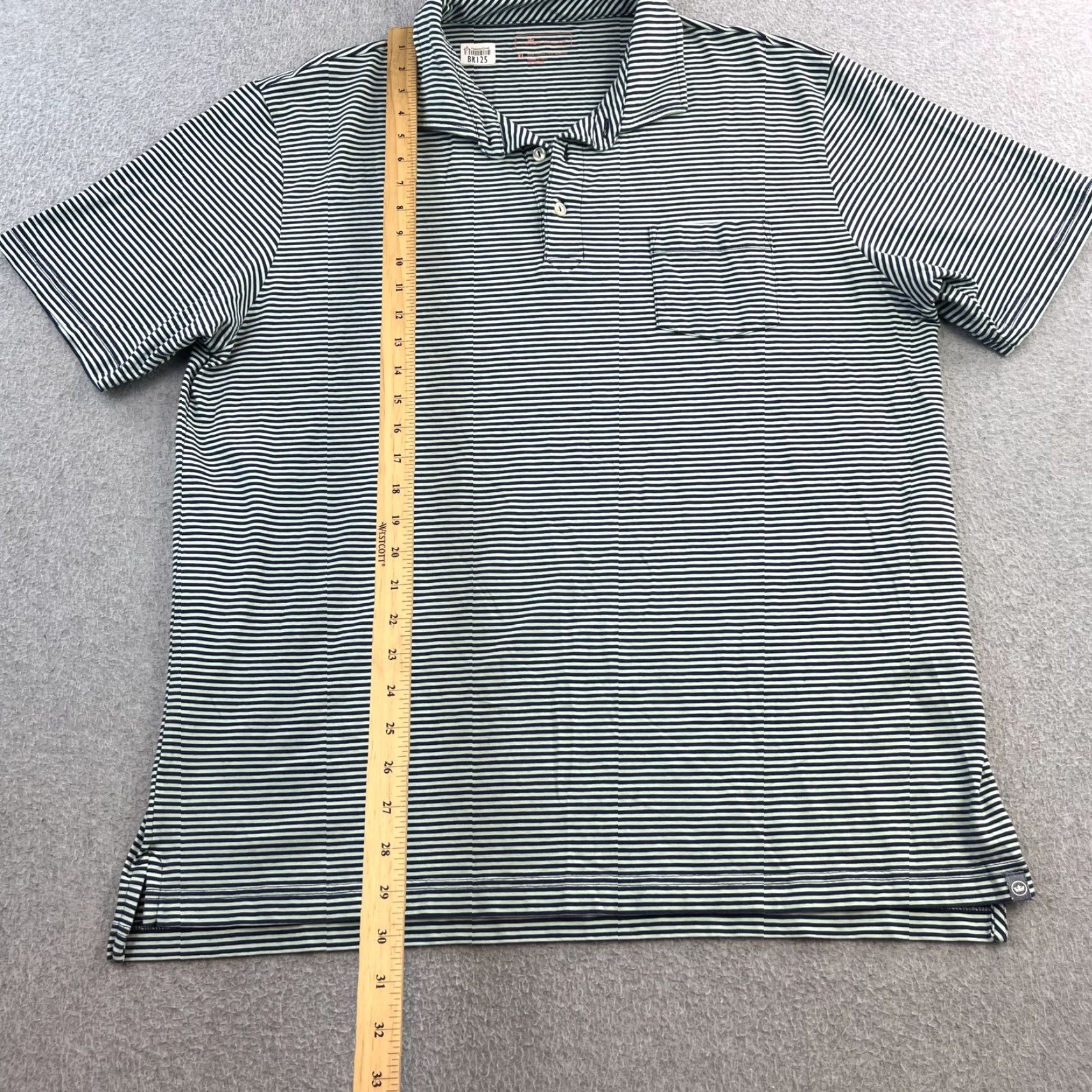 Peter Millar Peter Millar Polo Shirt Mens XL Navy Striped Cotton Stretch Golf Pocket Shirt Mens XL Navy Blue Striped Polo Size US XL / EU 56 / 4 - 3 Thumbnail