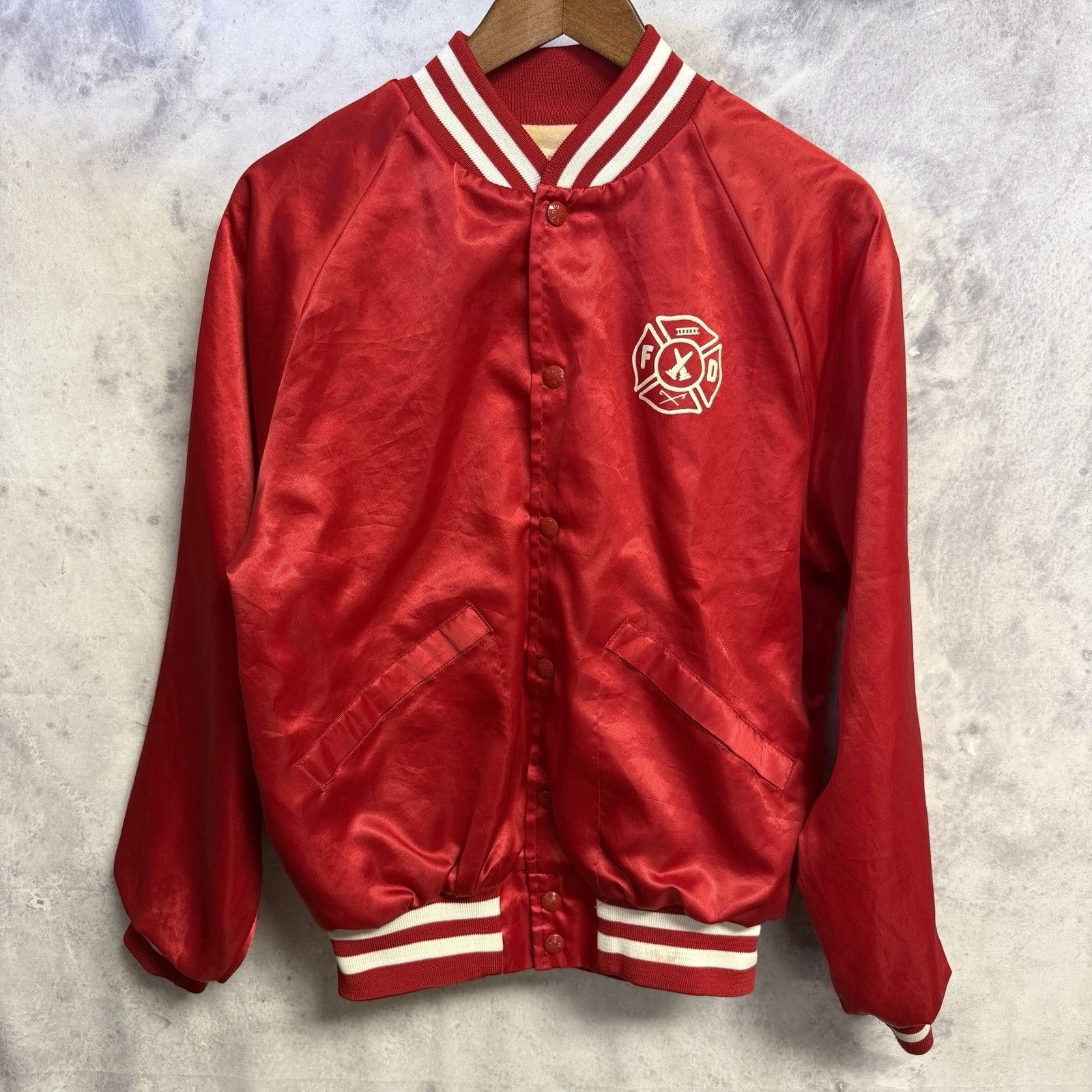 Vintage Vintage 80s Fire Dept Satin Bomber Jacket Mens Medium USA Size US M / EU 48-50 / 2 - 2 Thumbnail