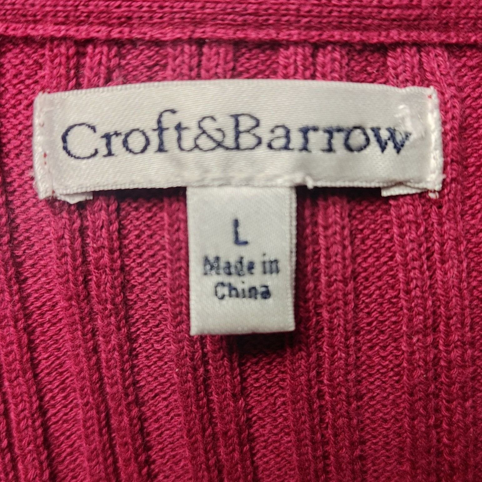 Croft & Barrow Croft & Barrow Women's Red Ribbed Knit Button Down Tee Cardi Size L / US 10 / IT 46 - 3 Thumbnail