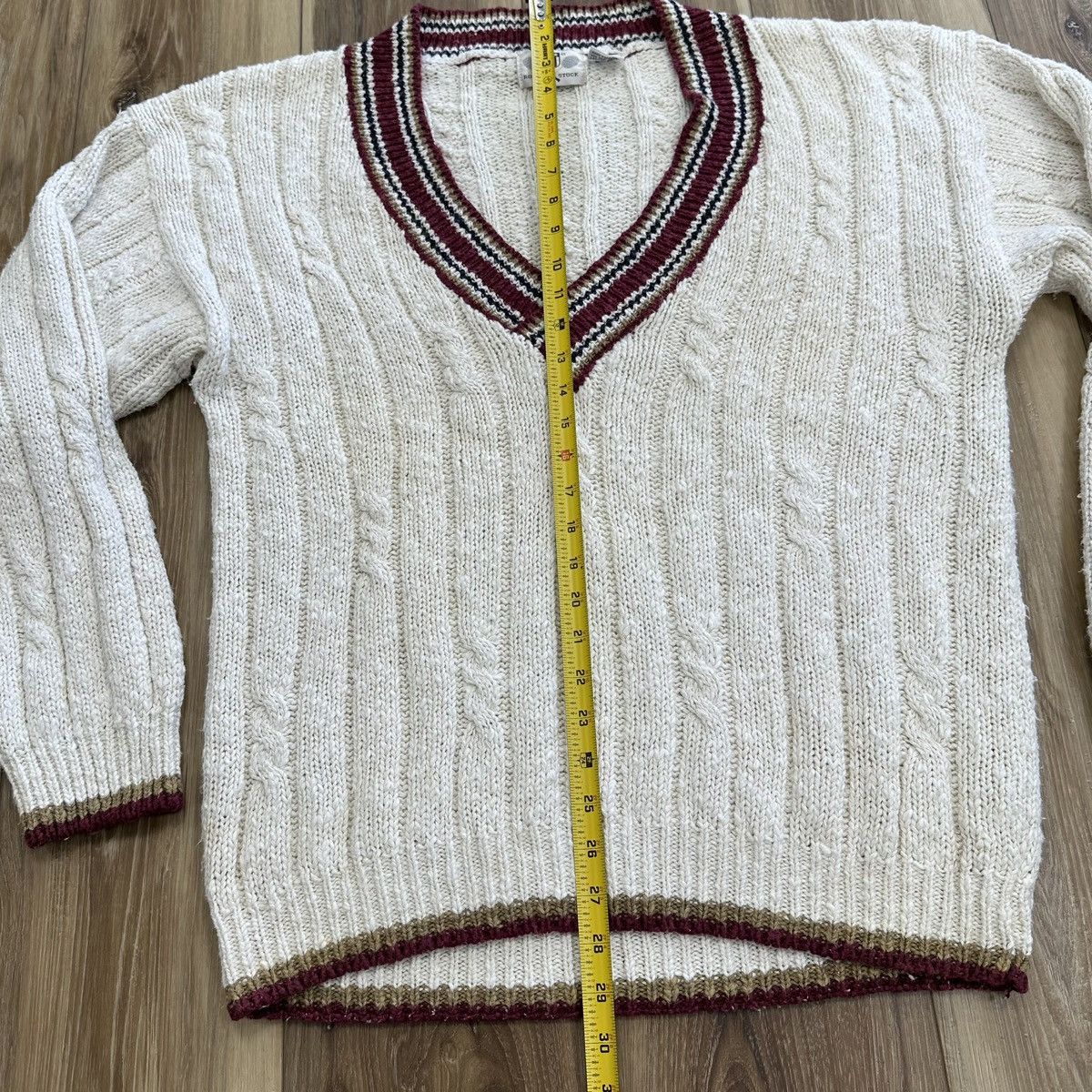 Vintage Vintage Robert Stock Linen Cotton Cable Knit Tennis Sweater Size US XL / EU 56 / 4 - 5 Thumbnail