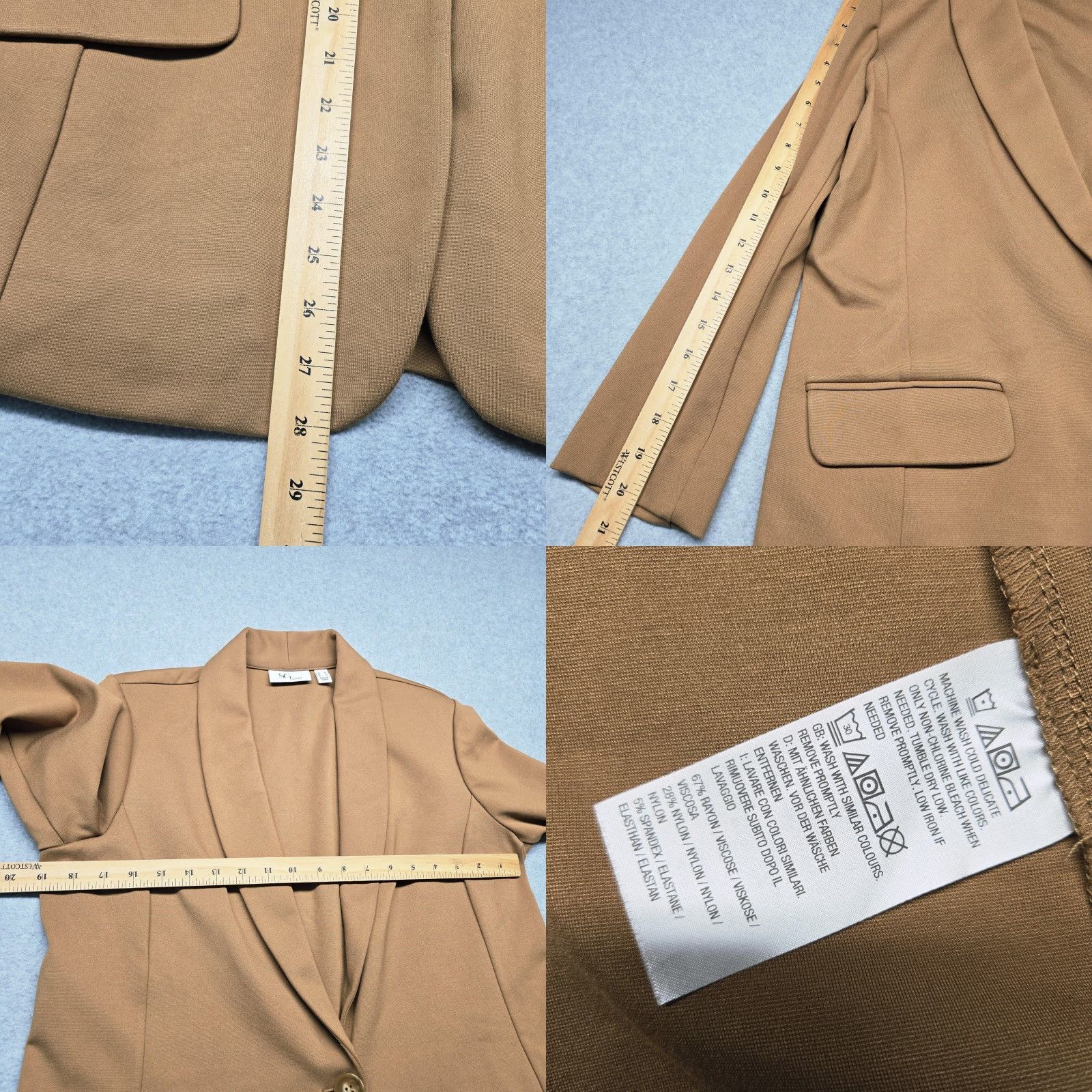Vintage Susan Graver Blazer Womens M Beige Ponte Shawl Collar Longline Jacket Size M / US 6-8 / IT 42-44 - 8 Thumbnail