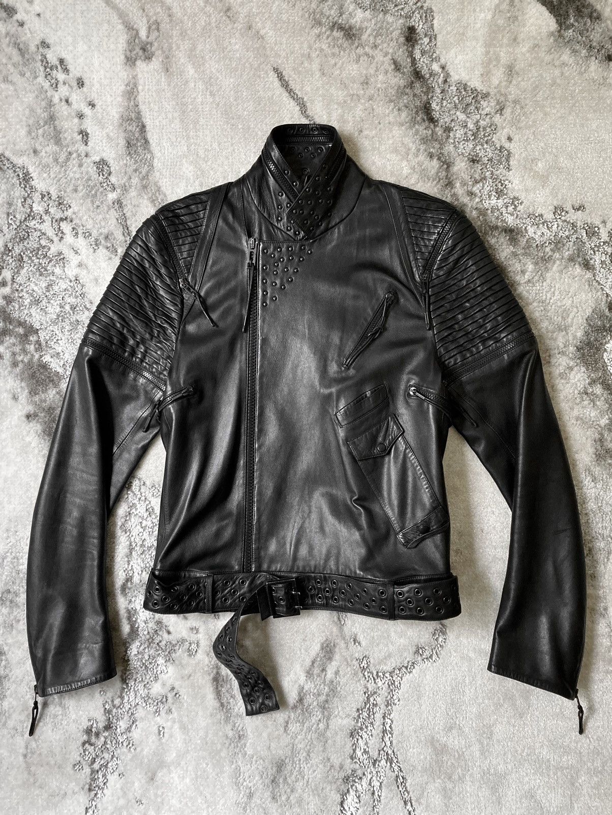 Dior × Hedi Slimane S/S 2004 “Strip” Leather Biker Jacket Size US M / EU 48-50 / 2 - 11 Thumbnail
