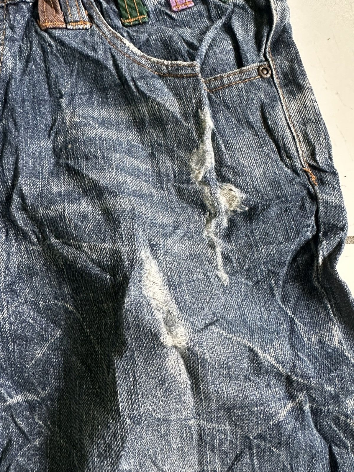 Japanese Brand Vintage Nylaus clothing Waist Distressed Denim blue Size US 33 - 5 Thumbnail