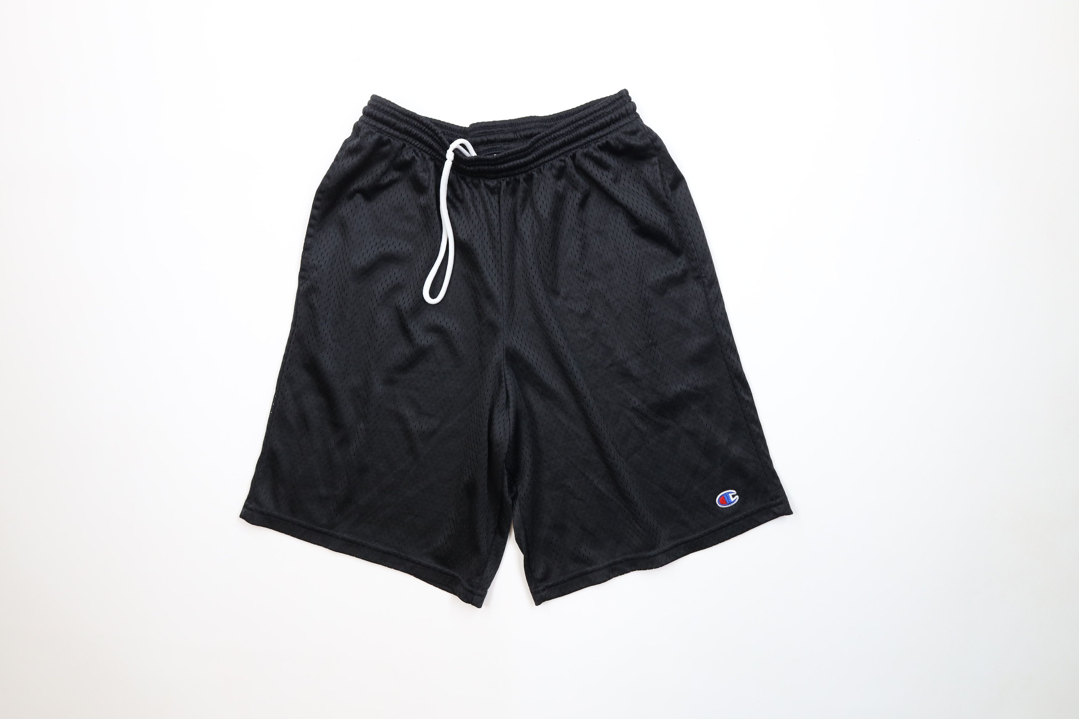 Champion Vintage Champion Logo Mesh Above Knee Shorts Black Polyester Size US 30 / EU 46 - 1 Thumbnail