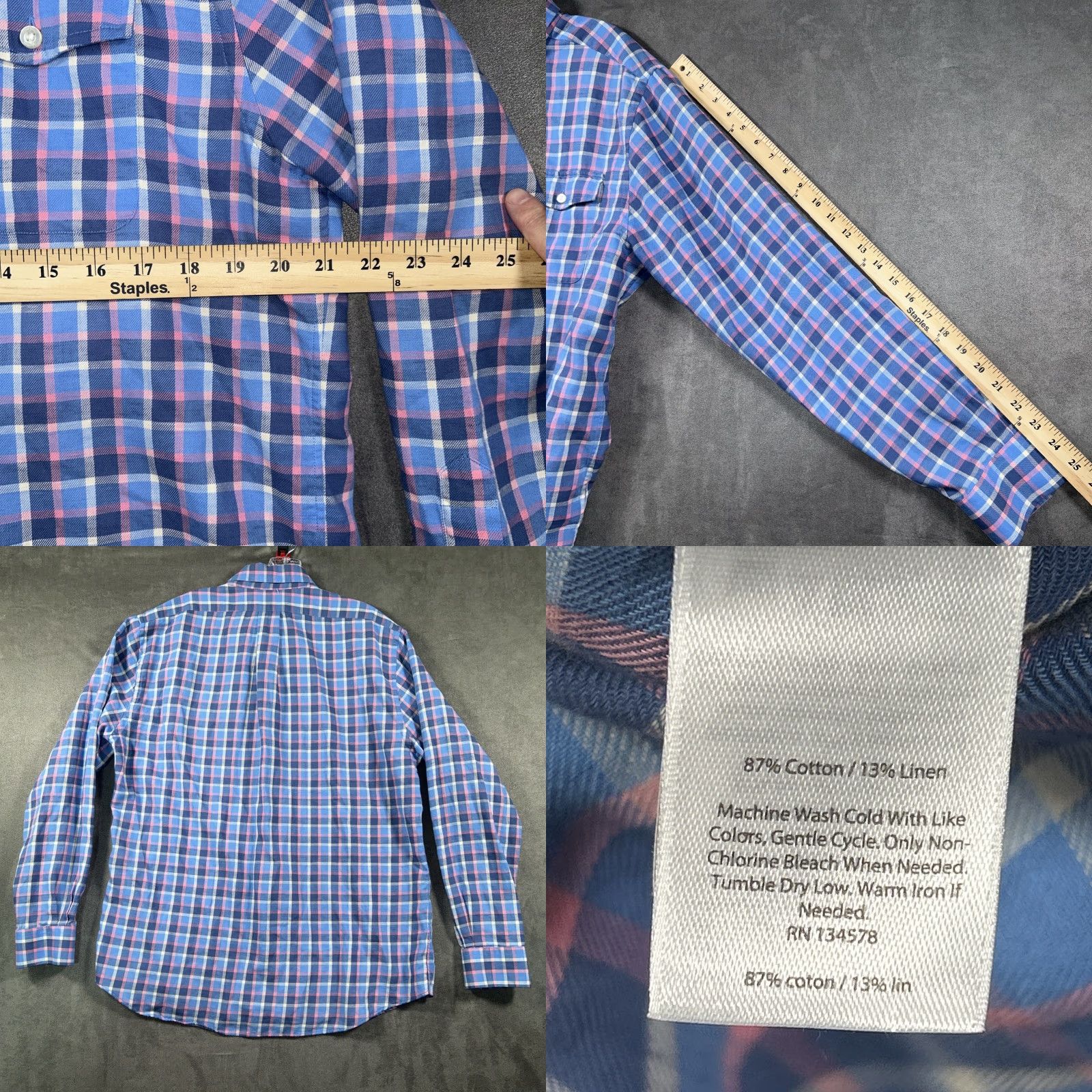 Vineyard Vines Vineyard Vines Crosby Shirt Shirt Button-Down L Blue Plaid Slim Fit Mens Long Sleeve Button-Up Size US L / EU 52-54 / 3 - 8 Thumbnail