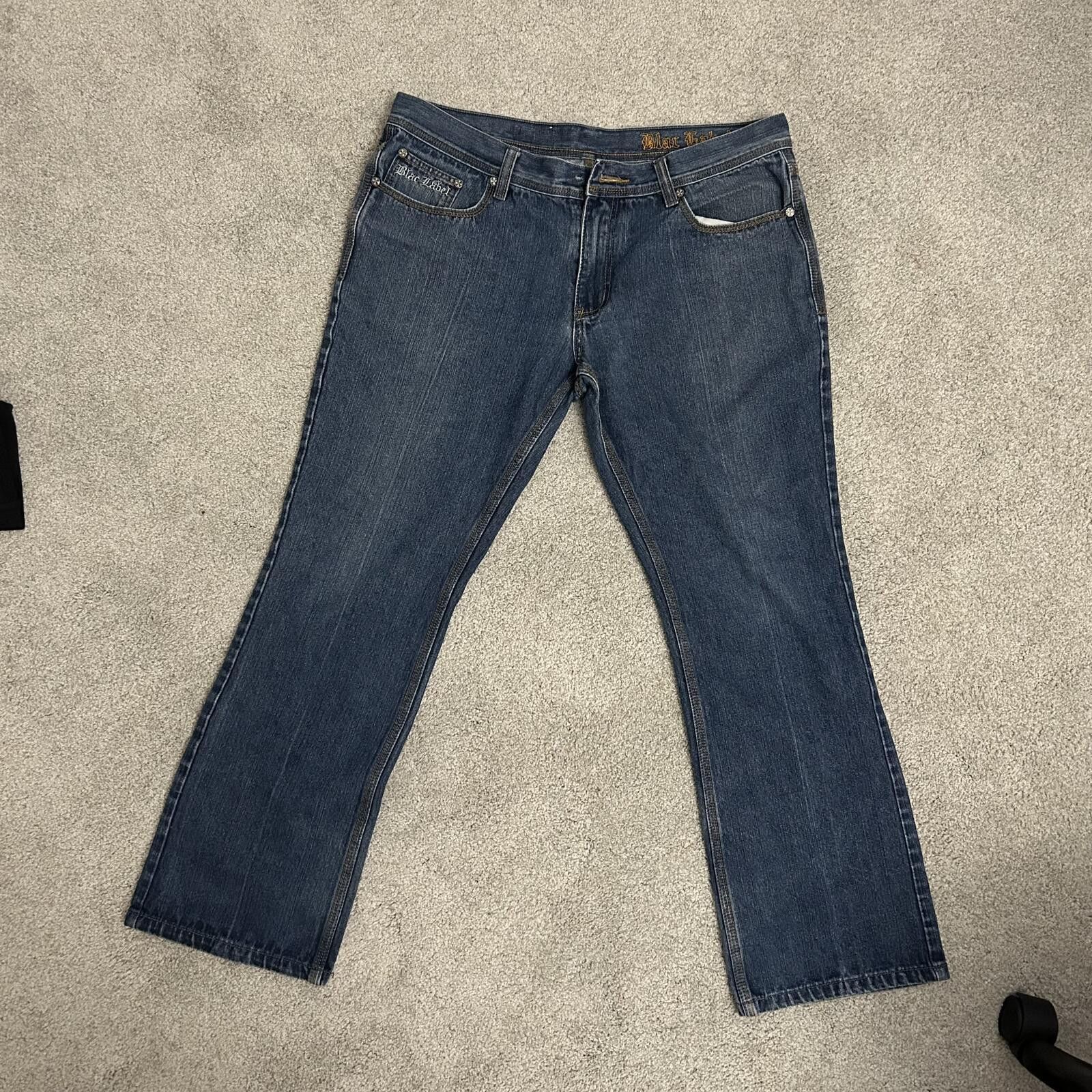 Black Label Blac Label men’s 38x30 Jeans w/ Embroidered Skull NO BUTTON Size US 38 / EU 54 - 4 Thumbnail