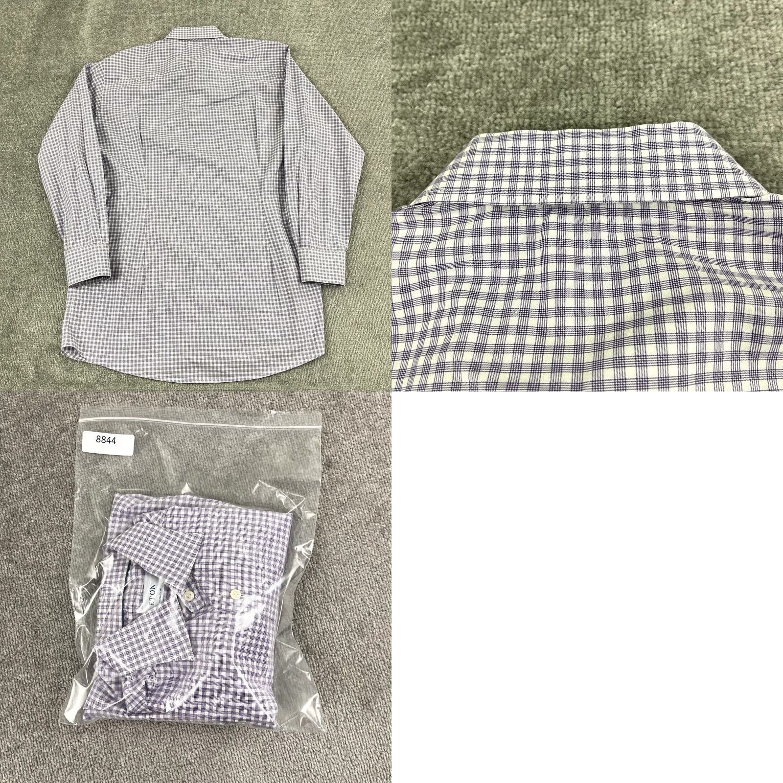 Eton ETON Dress Shirt Mens Size 16.5 White Purple Checked Long Sleeve Button Up Flaw Size US L / EU 52-54 / 3 - 8 Thumbnail