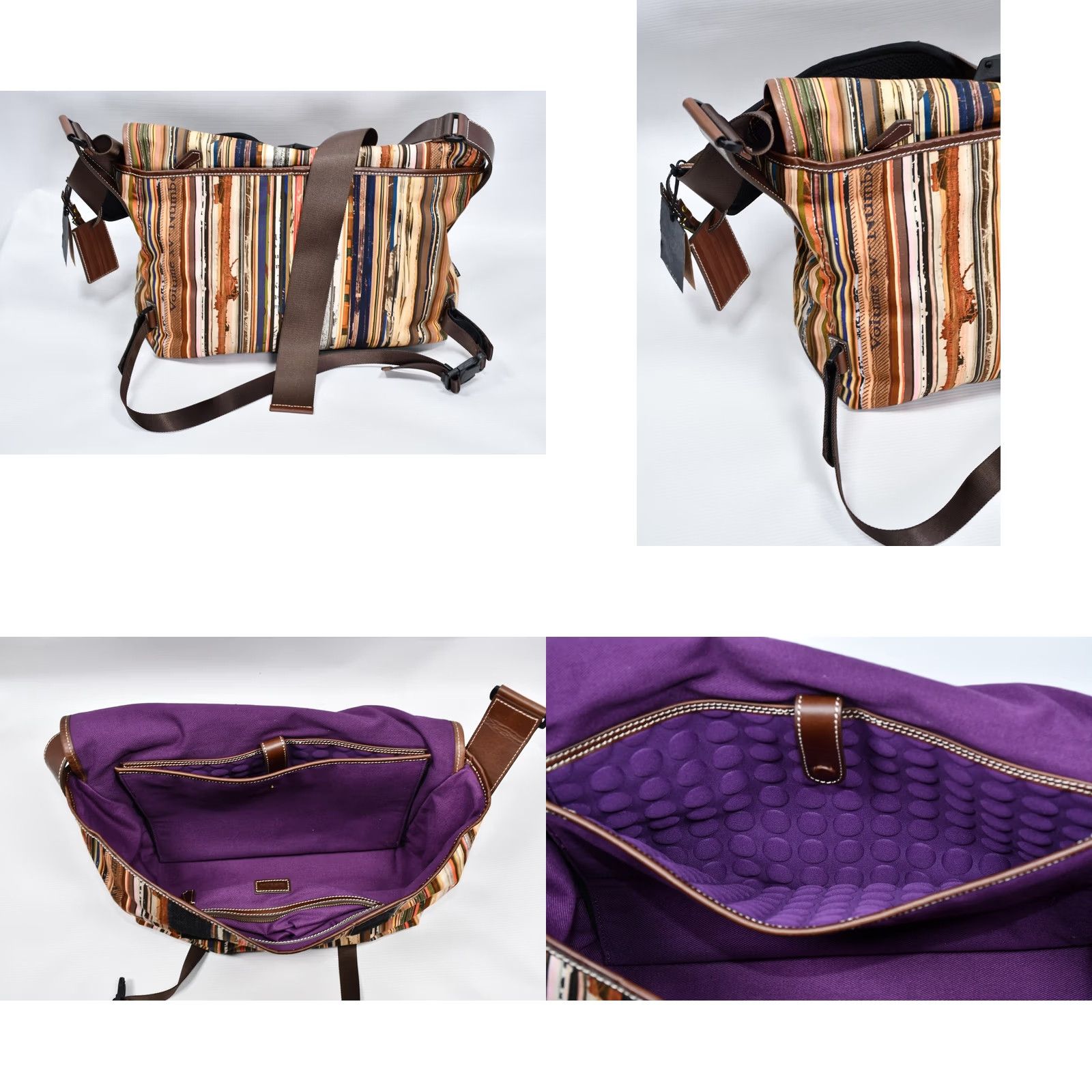 Paul Smith Paul Smith Striped Messenger Bag Multicoloured Men Large Cotton Leather Vintage: No Size ONE SIZE - 8 Thumbnail