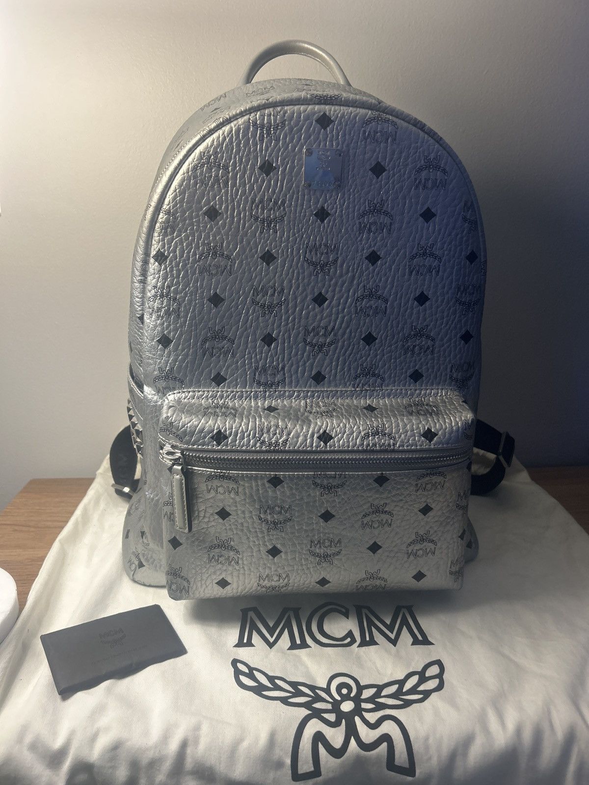 MCM Mcm backpack silver large | Grailed