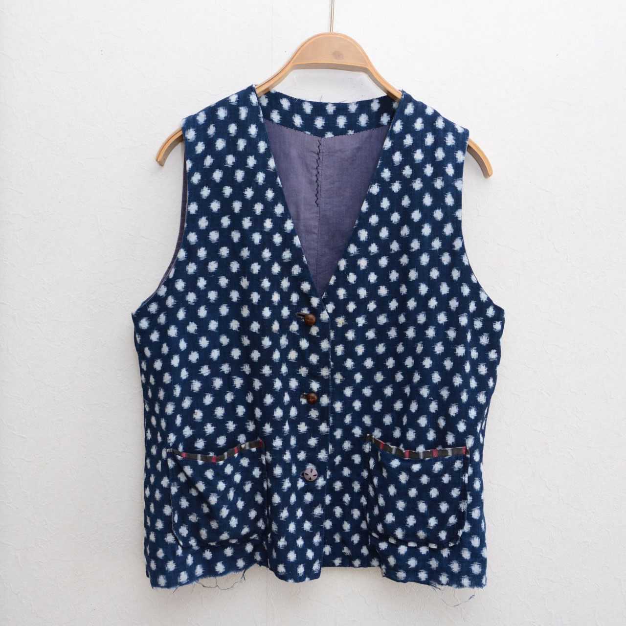 Other Snow Kasuri Indigo Vest Reworked Vintage Japanese Fabric Size S / US 4 / IT 40 - 1 Thumbnail