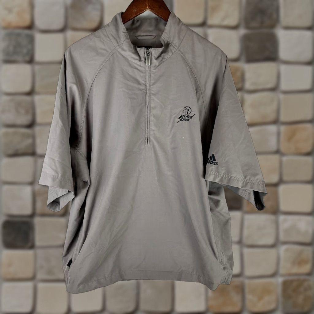 Adidas Adidas Windbreaker Mens Large Gray Short Sleeve 1/4 Zip Wicked Stick Jacket Casual Golf Size US 33 - 1 Thumbnail