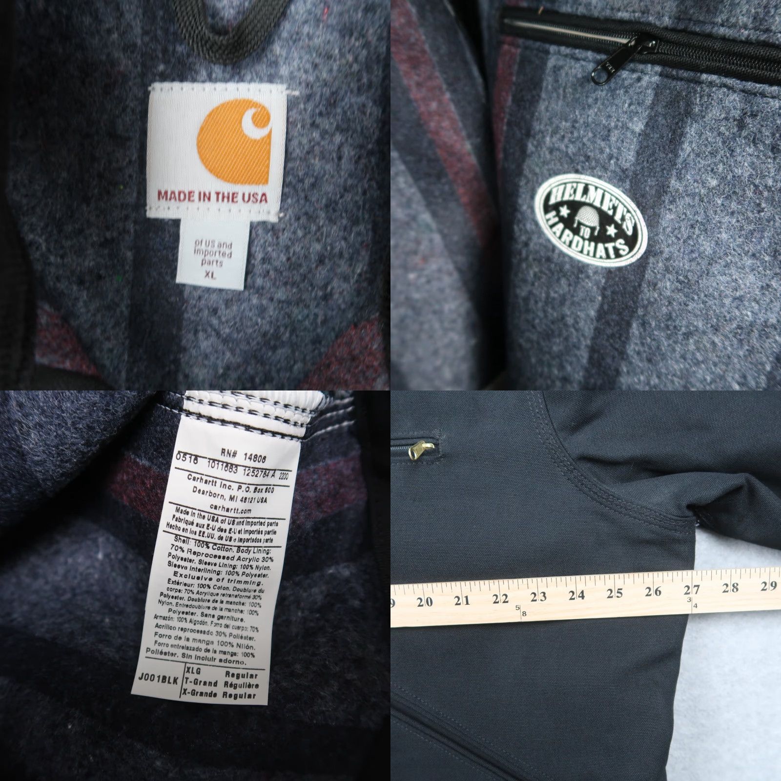 Carhartt Carhartt Detroit Jacket Mens XL Black Bomber Coat Zip Full Zip Lined Workwear USA Size US XL / EU 56 / 4 - 8 Thumbnail
