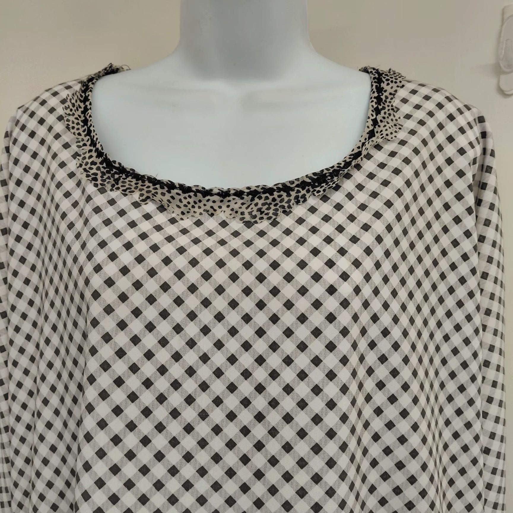 Vintage VINTAGE Unbranded Blouse Womens XL Black/White Check Long Sleeve Boho Lagenlook Angel Pattern Tie? Size XL / US 12-14 / IT 48-50 - 5 Thumbnail