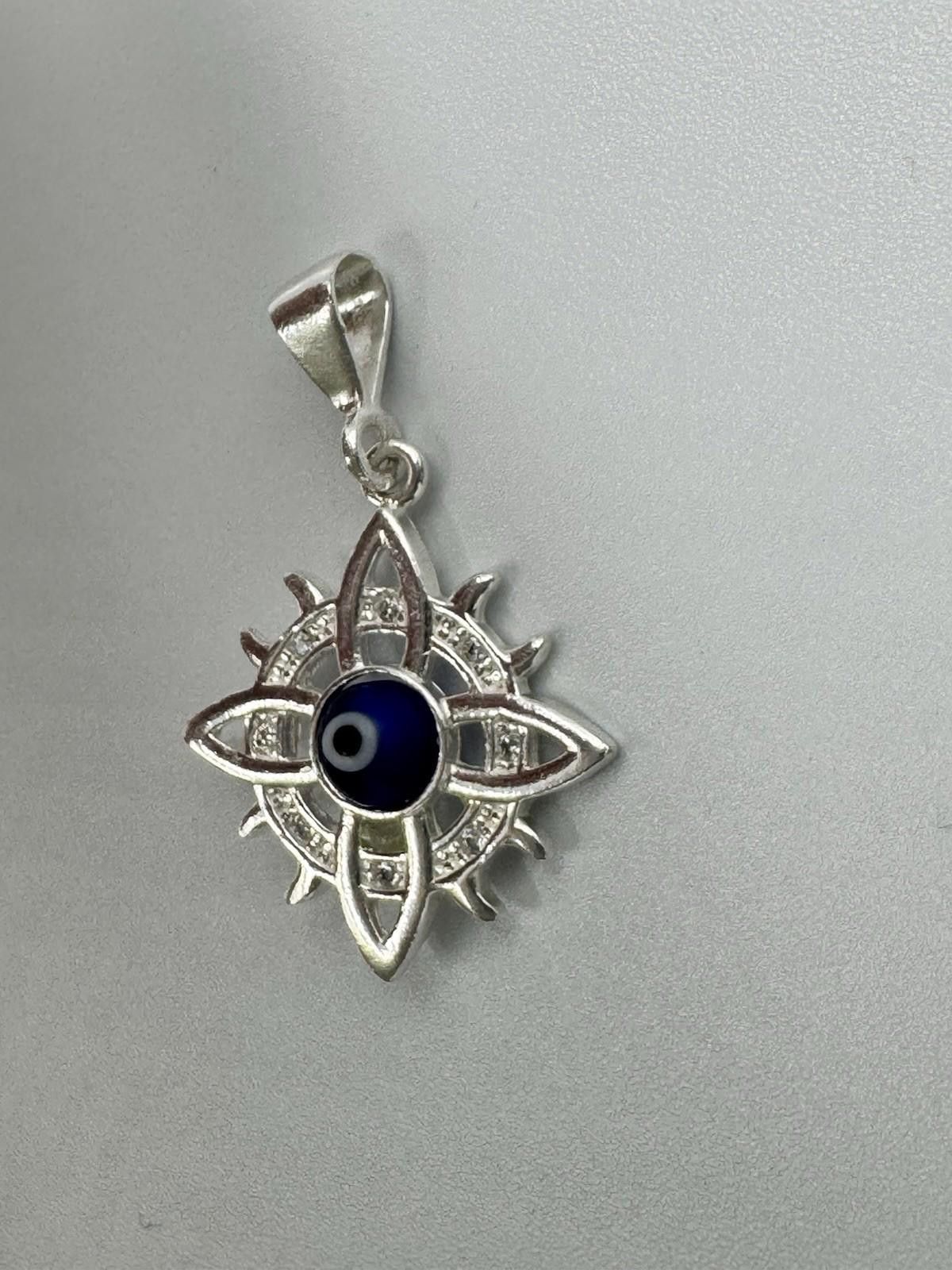 Designer Mexico .925 Silver Evil Eye Starburst Pendant GA50925 w/ CZ Size ONE SIZE - 3 Thumbnail