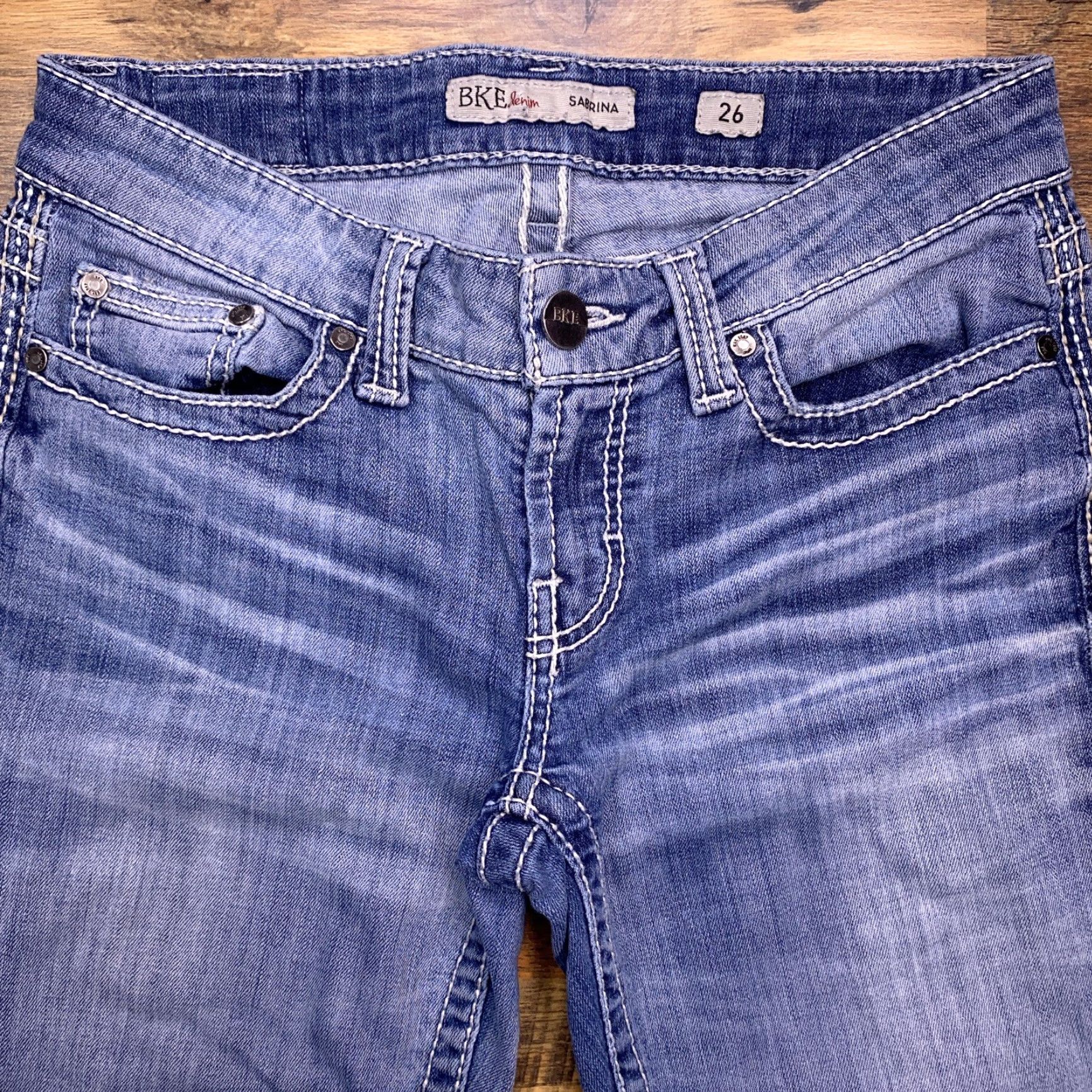 BKE BKE Sabrina Jeans Womens 26 Regular Low Rise Denim Blue 5-Pocket Stretch Modern Comfort Vintage No N/A Size 26" / US 2 / IT 38 - 4 Thumbnail