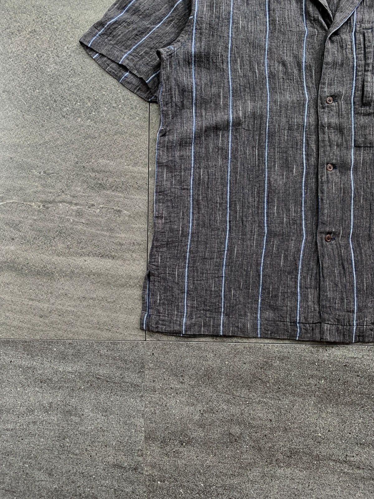Issey Miyake FREE TAX! 90s Linen Relaxed Striped Shirt Size US L / EU 52-54 / 3 - 4 Thumbnail