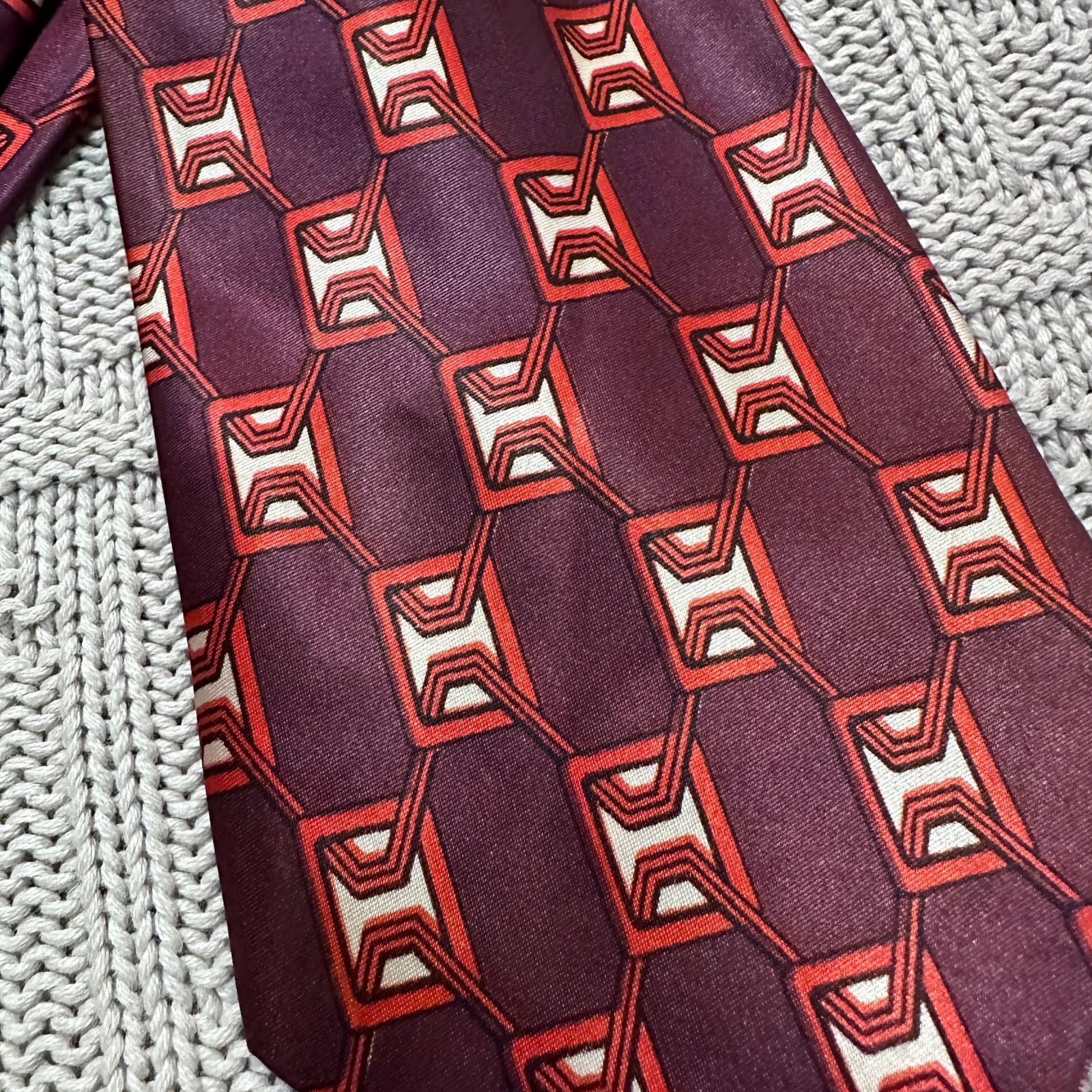 Vintage Vintage Rhodia maroon patterned satin tie Size ONE SIZE - 2 Thumbnail