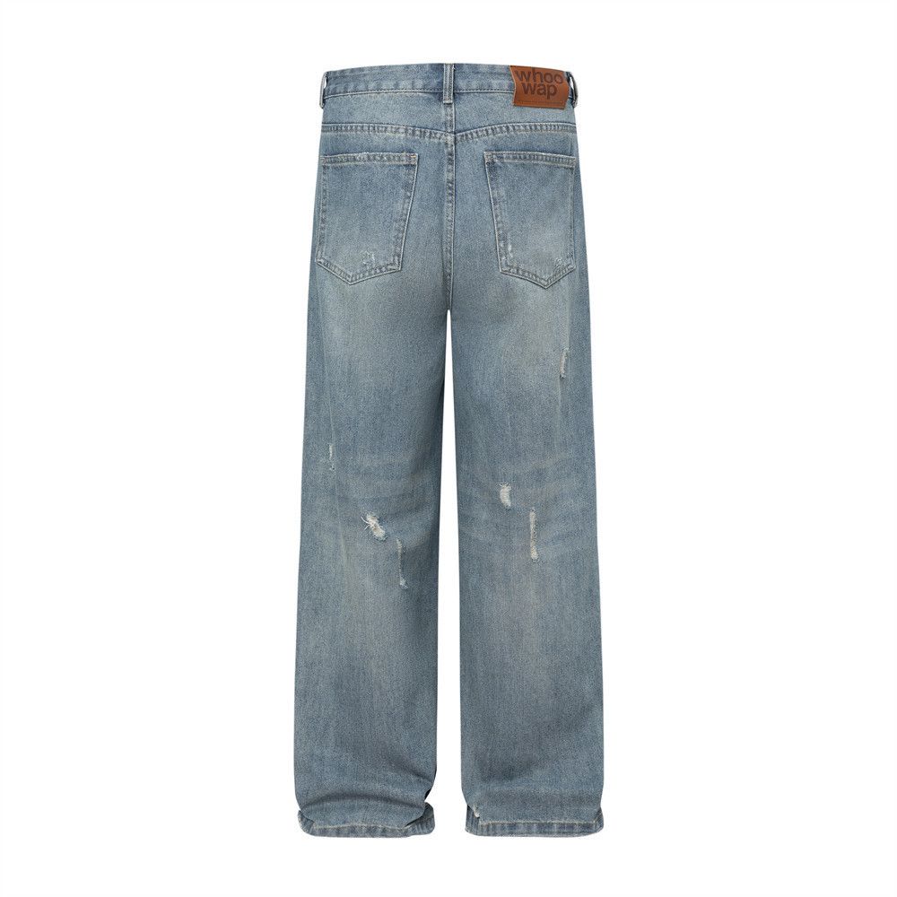 Japanese Brand × Jean Washed distressed men's vintage loose wide-leg jeans Size US 32 / EU 48 - 2 Thumbnail