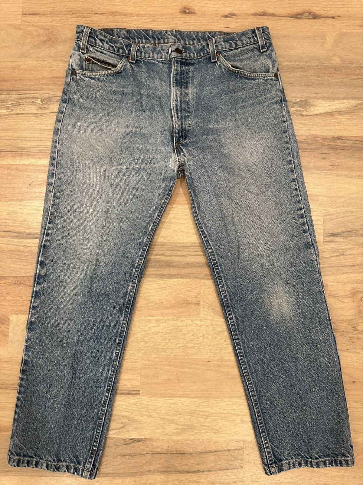 Levi's Vintage 80s Levis 20505 0217 Orange Tab Jeans 35x27 Size US 35 - 2 Thumbnail