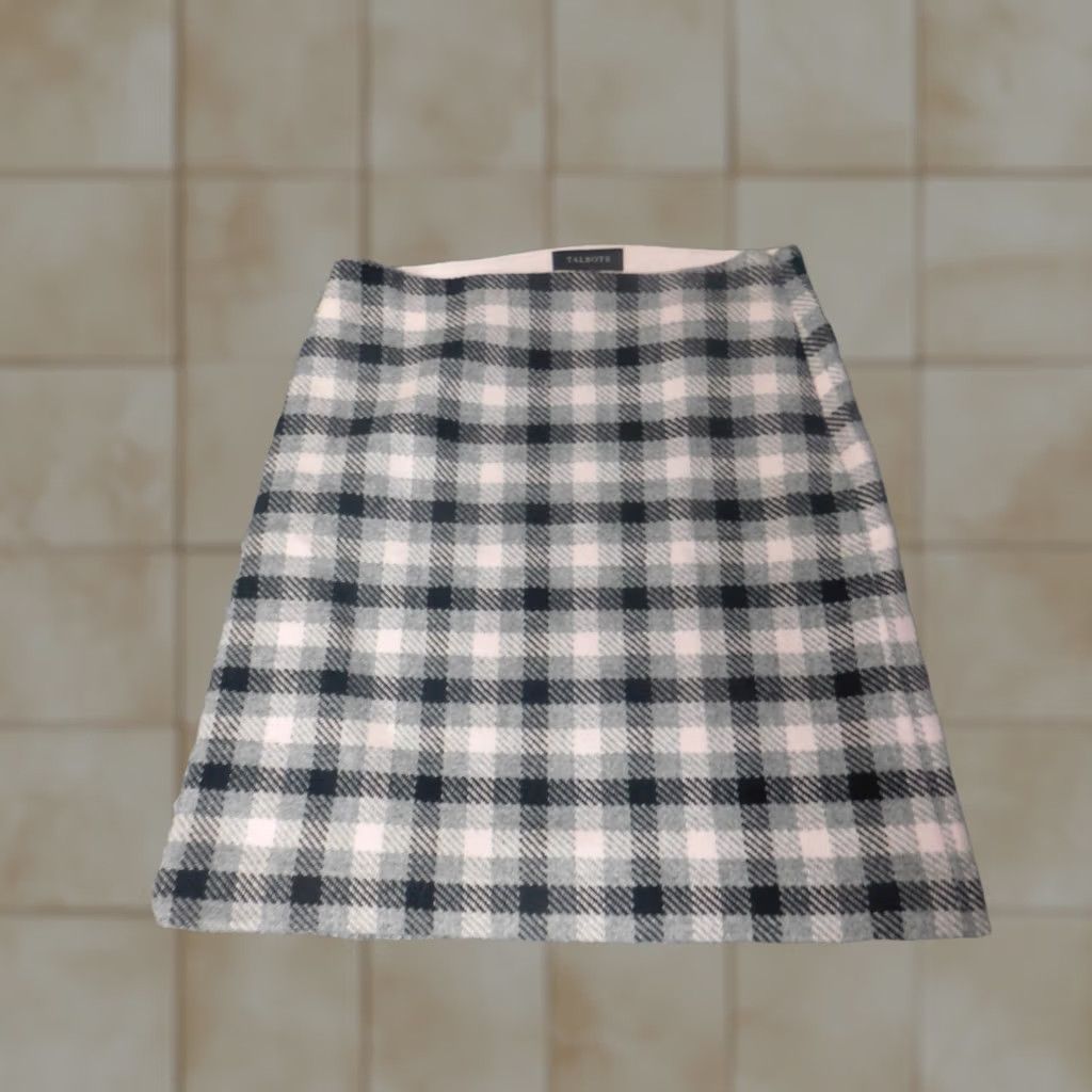 Talbots Talbots Skirt A-Line Womens Picasso Gray 4 Petite Knit Zipper Knee Length Plaid Lined Zip Baggy? Size 27" / US 4 / IT 40 - 1 Thumbnail