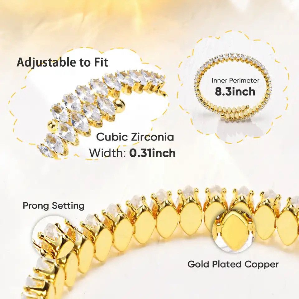 Other 8mm Bling AAA CZ Stone Tennis Chain Bangle Bracelet Size ONE SIZE - 2 Thumbnail