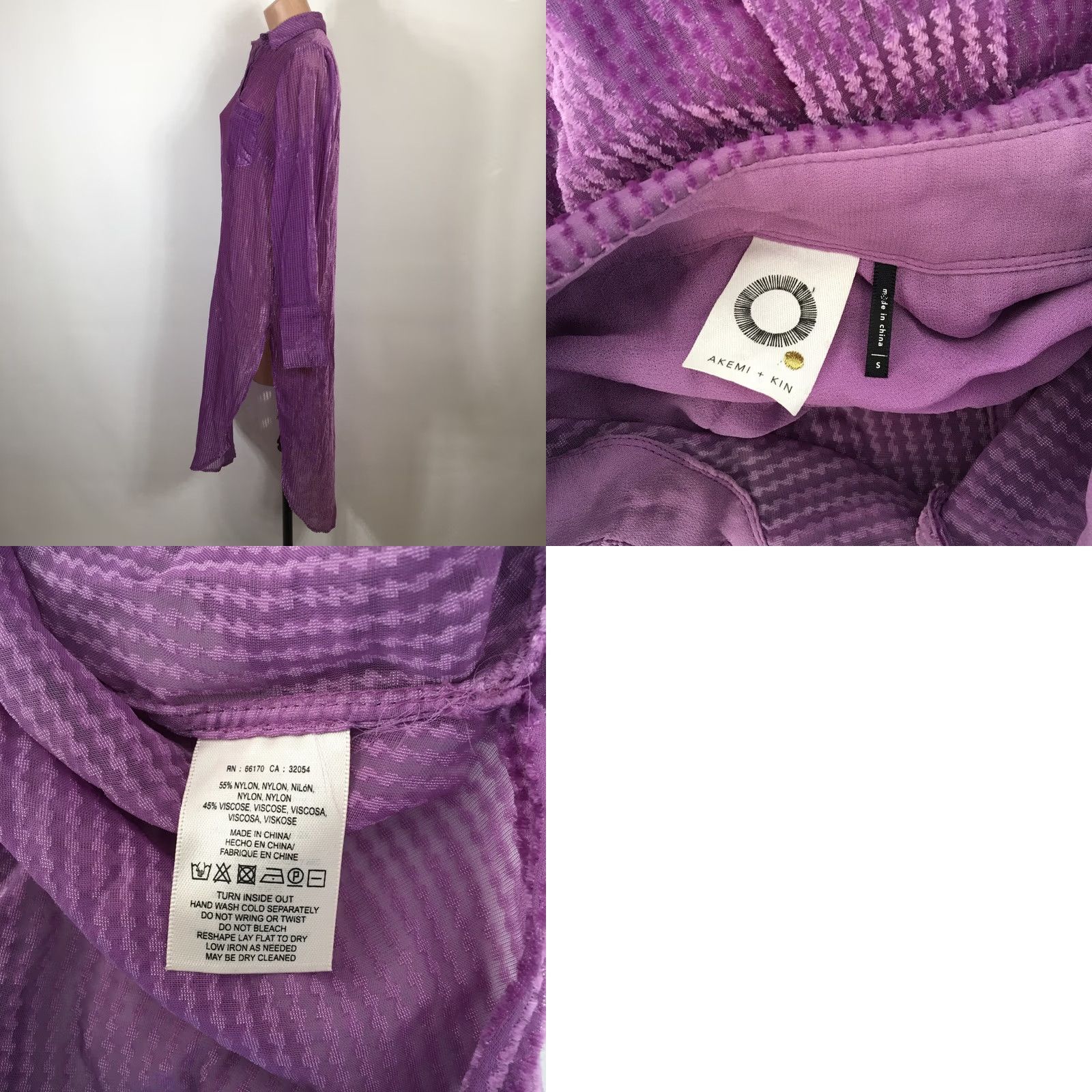 Anthropologie VINTAGE Anthropologie Akemi + Kin Purple Velvet Duster Tunic Dress S Womens Midi Button Sheer WV Size S / US 4 / IT 40 - 8 Thumbnail
