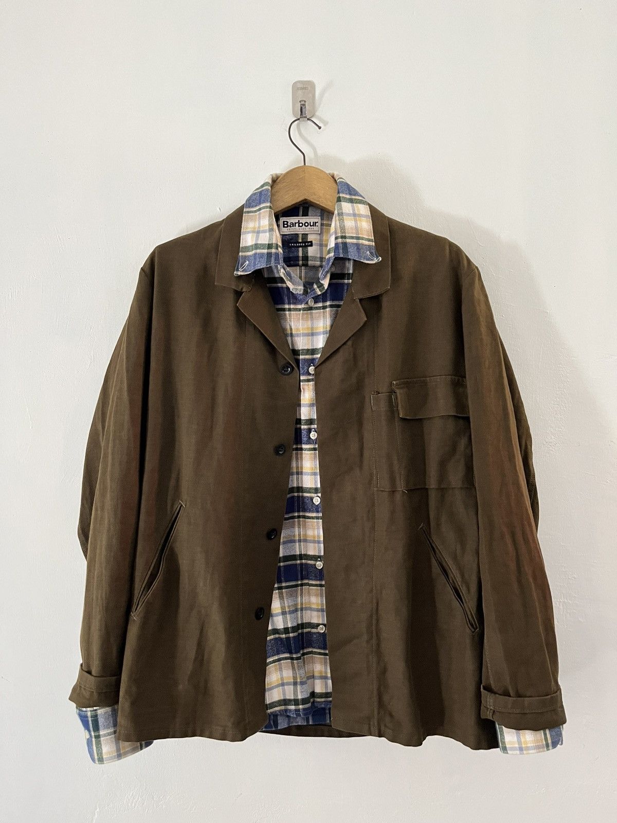 Vintage 1990s sanfor army canvas blazer jacket Size 42S - 1 Thumbnail