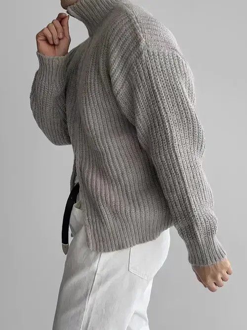 Other Vintage Double Zipper Gray Knit Stand-Up Jacket Coat Size US M / EU 48-50 / 2 - 2 Thumbnail