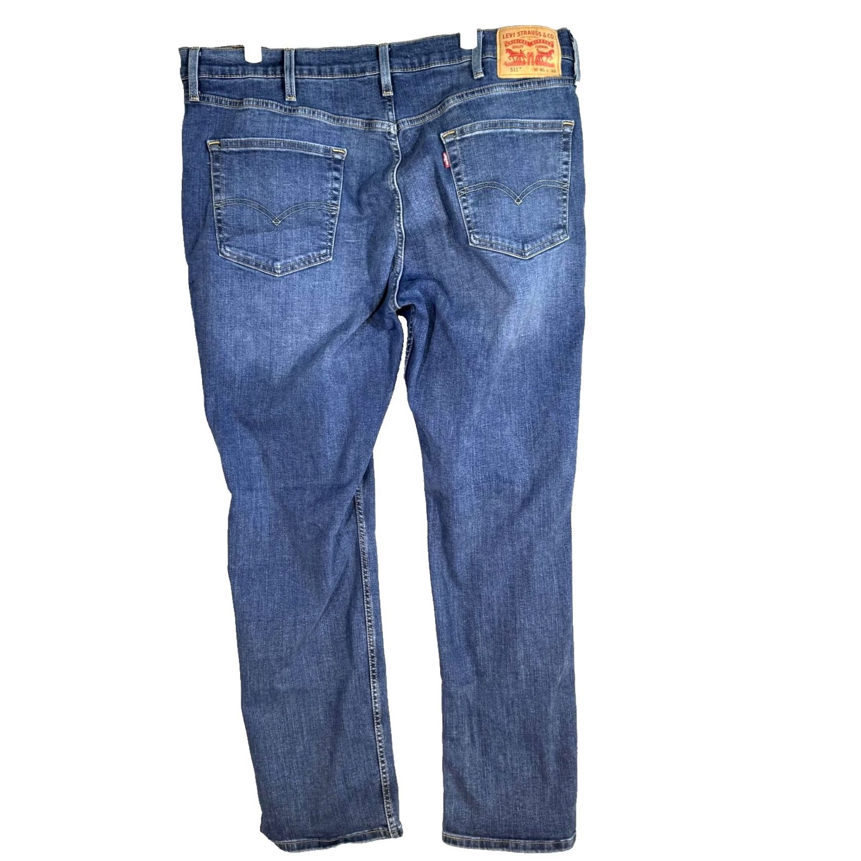 Levi's Levi's 511 Jeans Mens 40x32 Blue Slim Fit Stretch Denim Whiskered Classic Jeans Adjustable Inseam 32in Regular Size 40W 32L Mens Size US 40 / EU 56 - 2 Thumbnail